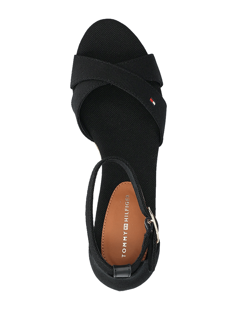 Tommy Hilfiger - FLAG CRISS-CROS MID WEDGE ESPAD - espadrillos med klack - black - 3
