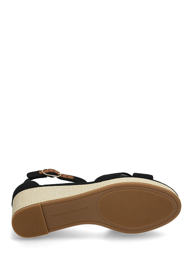 Tommy Hilfiger - FLAG CRISS-CROS MID WEDGE ESPAD - espadrillos med klack - black - 4