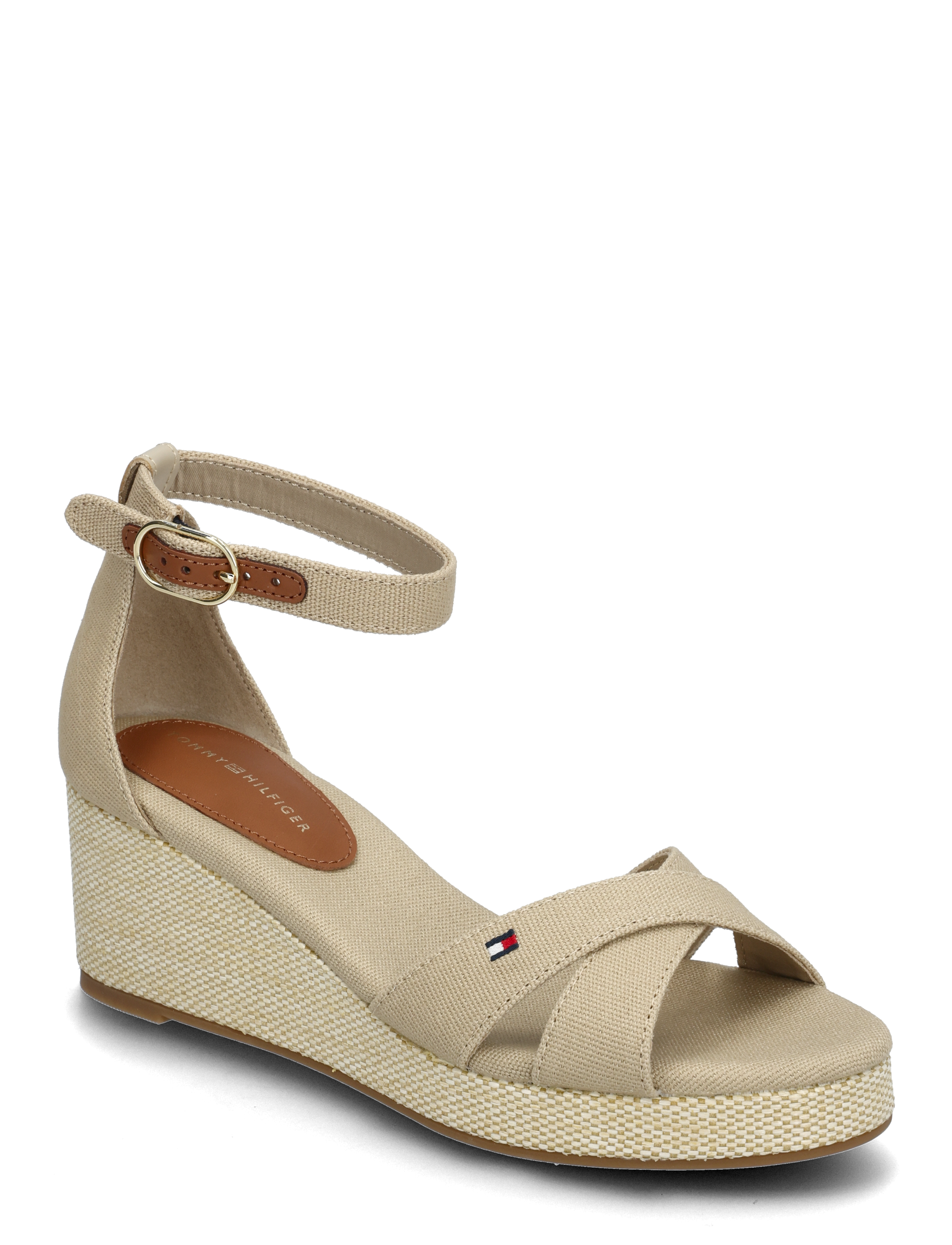 Tommy Hilfiger FLAG CRISS-CROS MID WEDGE ESPAD - Sko - HORSERADISH / beige
