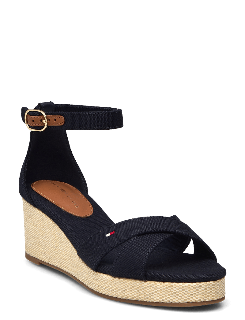 Tommy Hilfiger - FLAG CRISS-CROS MID WEDGE ESPAD - espadrillos med klack - space blue - 0