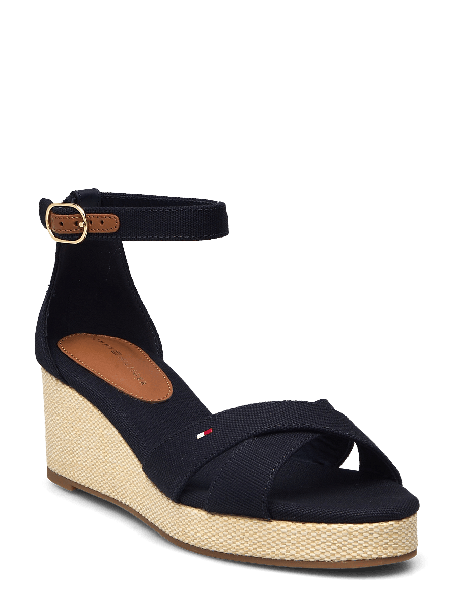 Tommy Hilfiger - FLAG CRISS-CROS MID WEDGE ESPAD - højhælede espadrillos - space blue - 0
