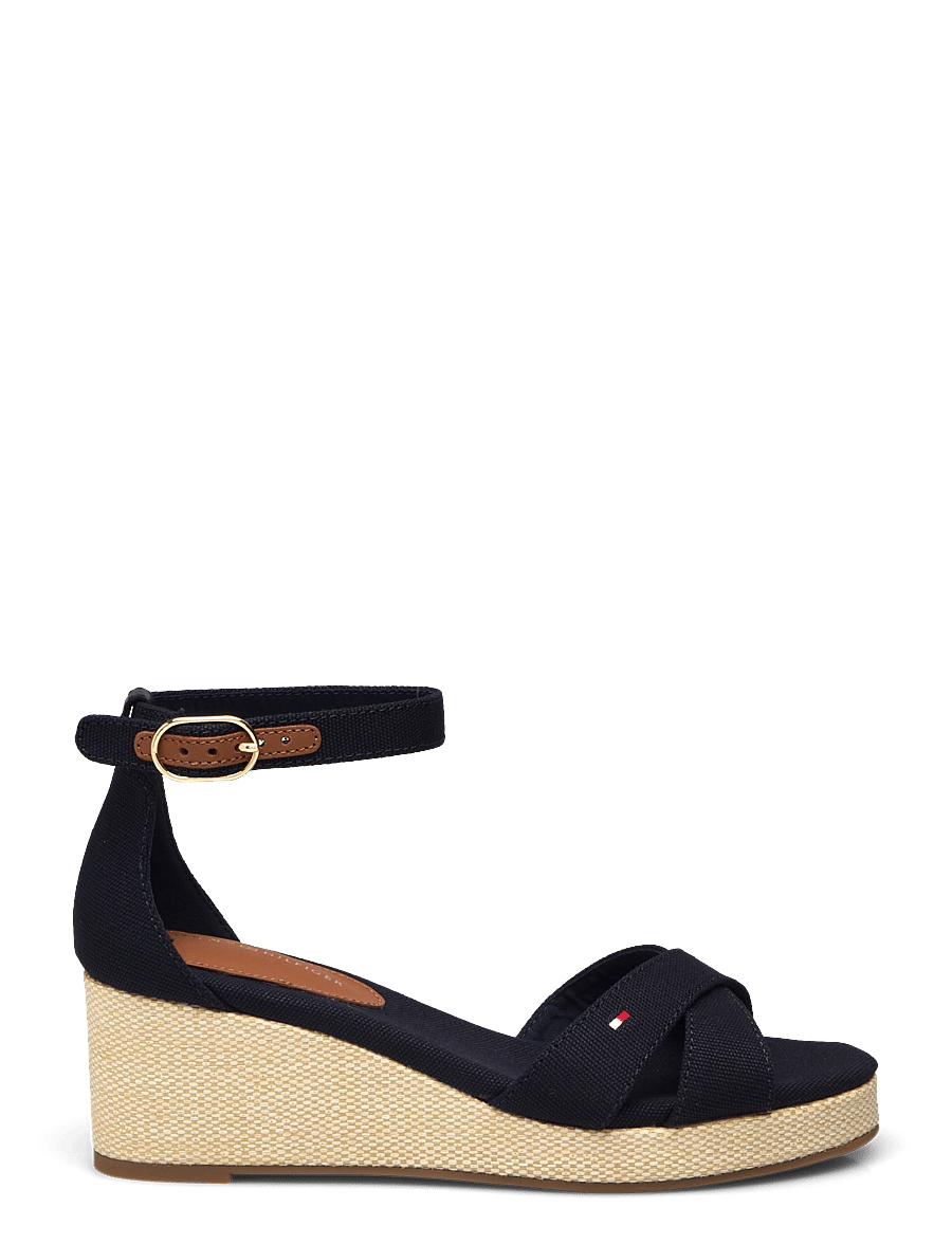 Tommy Hilfiger - FLAG CRISS-CROS MID WEDGE ESPAD - højhælede espadrillos - space blue - 1