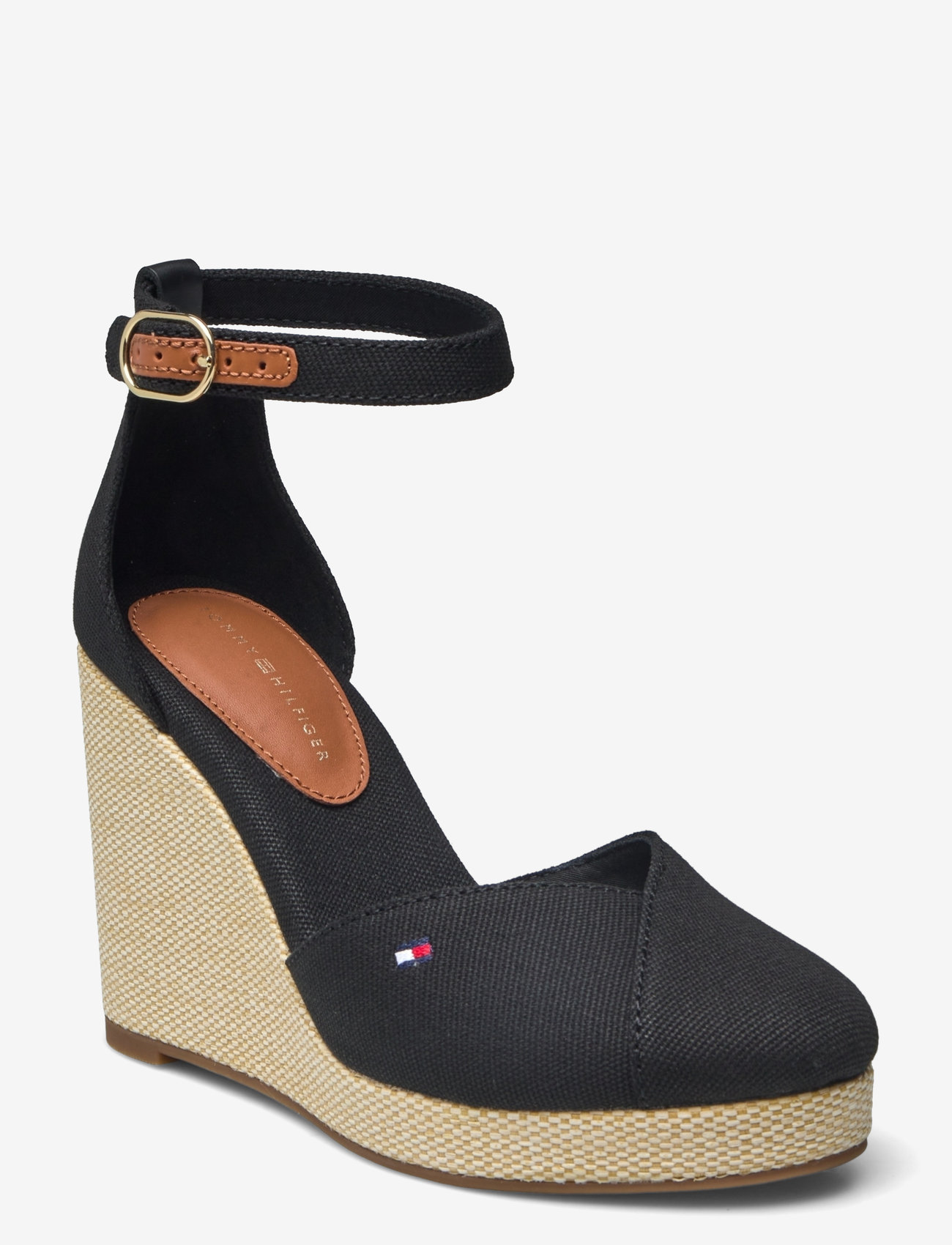 Tommy Hilfiger - FLAG HIGH WEDGE ESPAD CLOSED TOE - kilehæle - black - 0