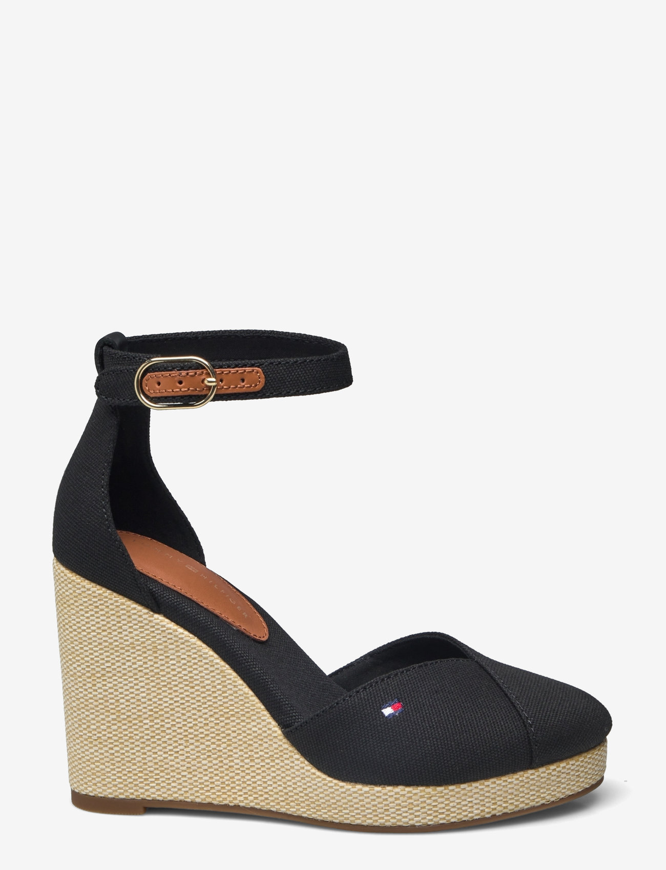 Tommy Hilfiger - FLAG HIGH WEDGE ESPAD CLOSED TOE - kilehæle - black - 1