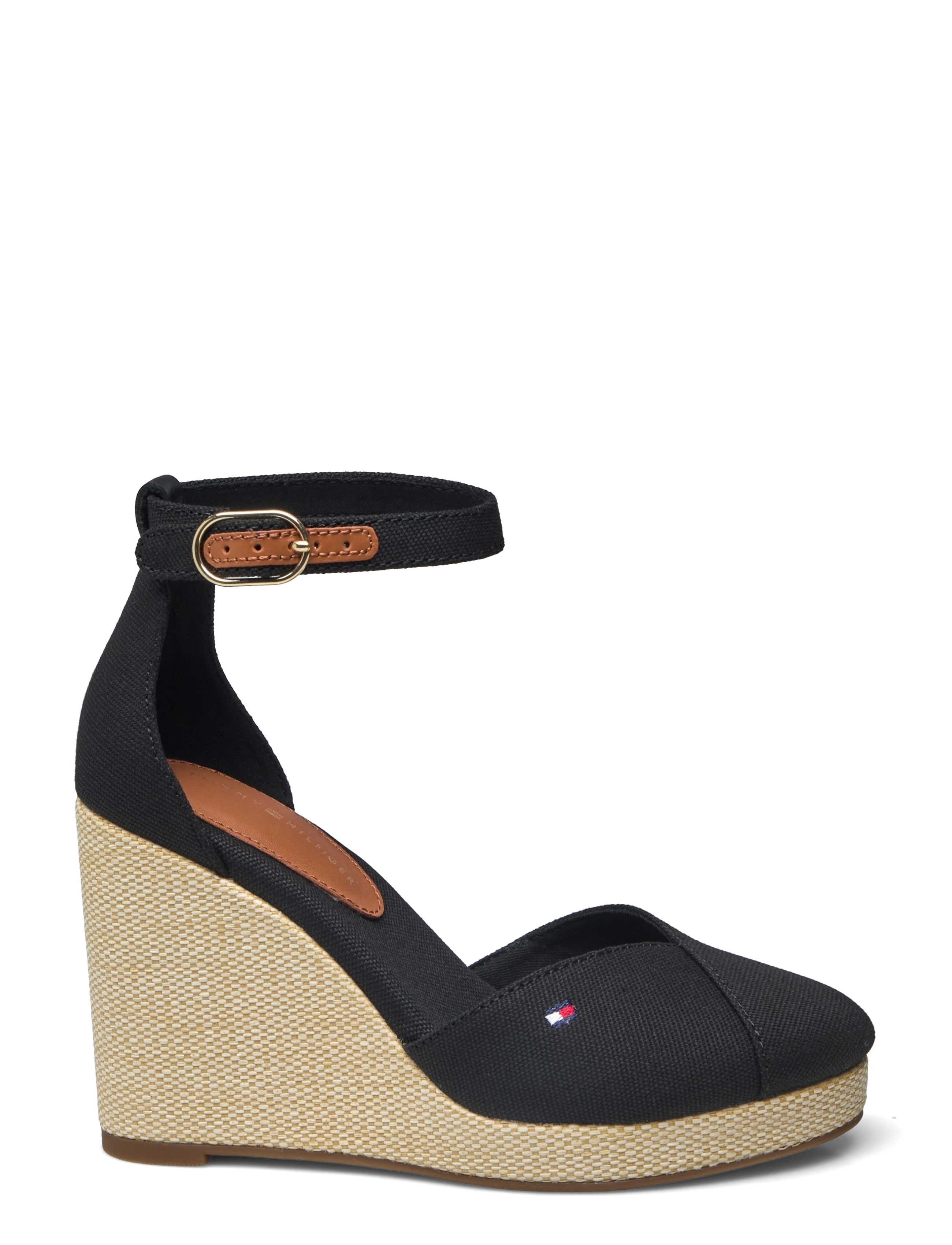 Tommy Hilfiger - FLAG HIGH WEDGE ESPAD CLOSED TOE - black - 1