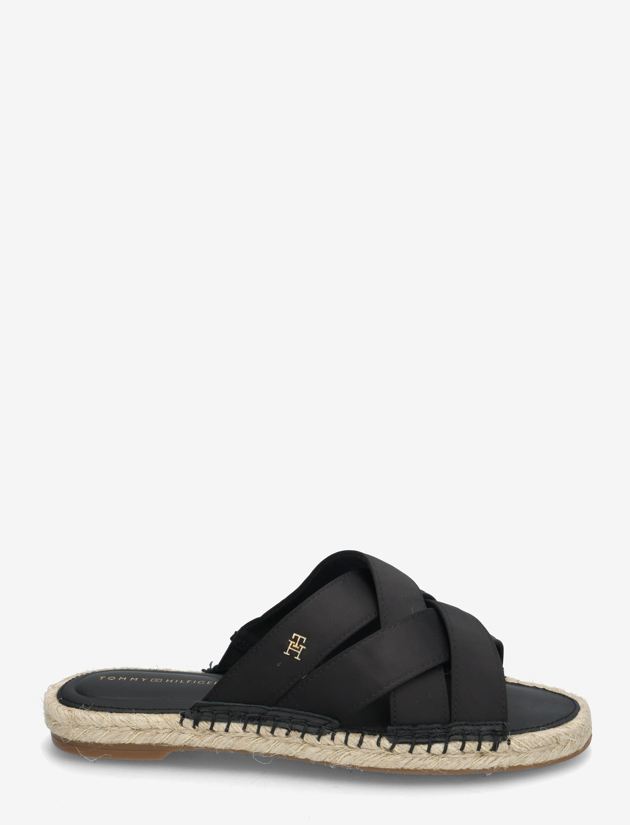 Tommy Hilfiger - SATIN ESPADRILLE MULE - flade sandaler - black - 1