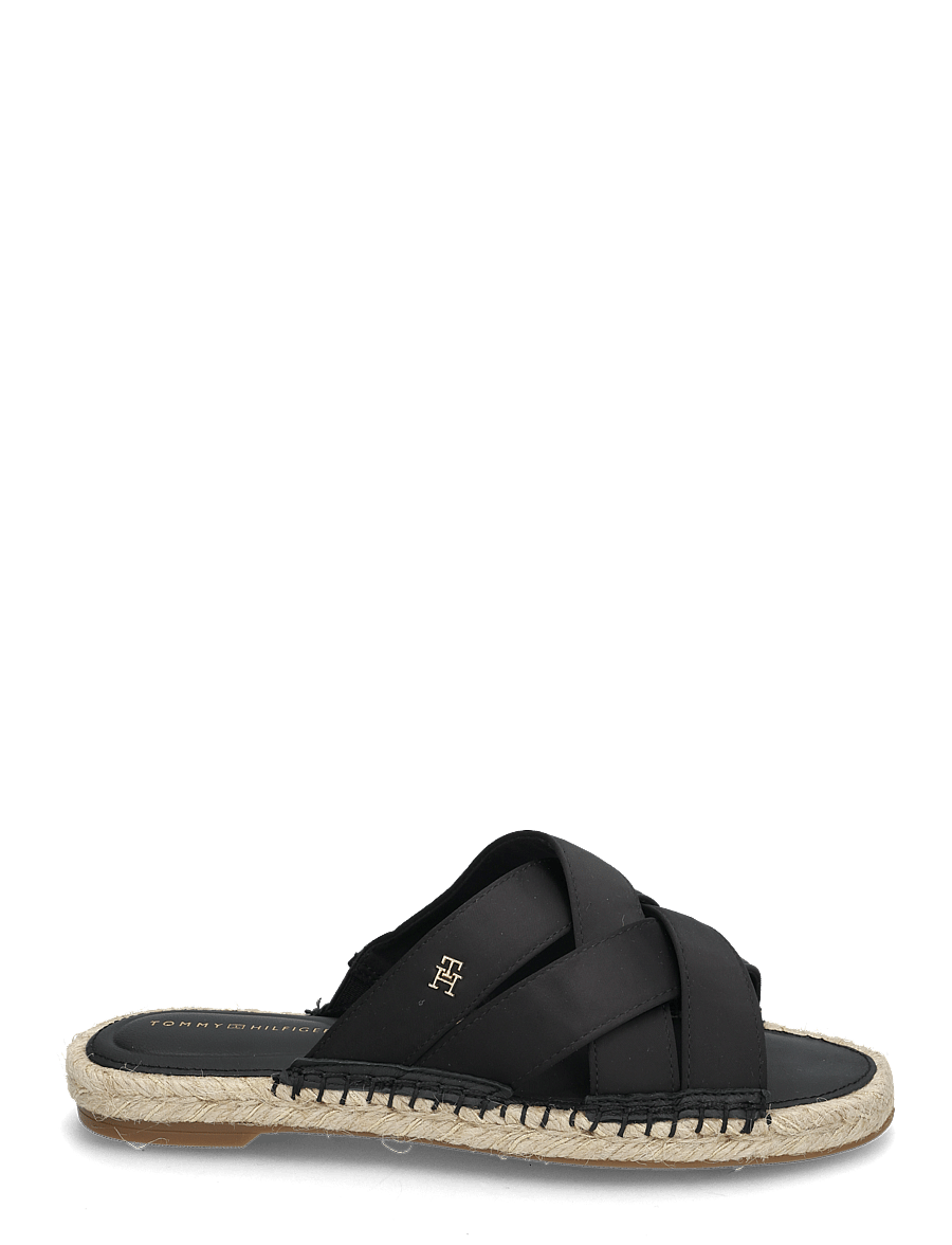 Tommy Hilfiger - SATIN ESPADRILLE MULE - flache sandalen - black - 1
