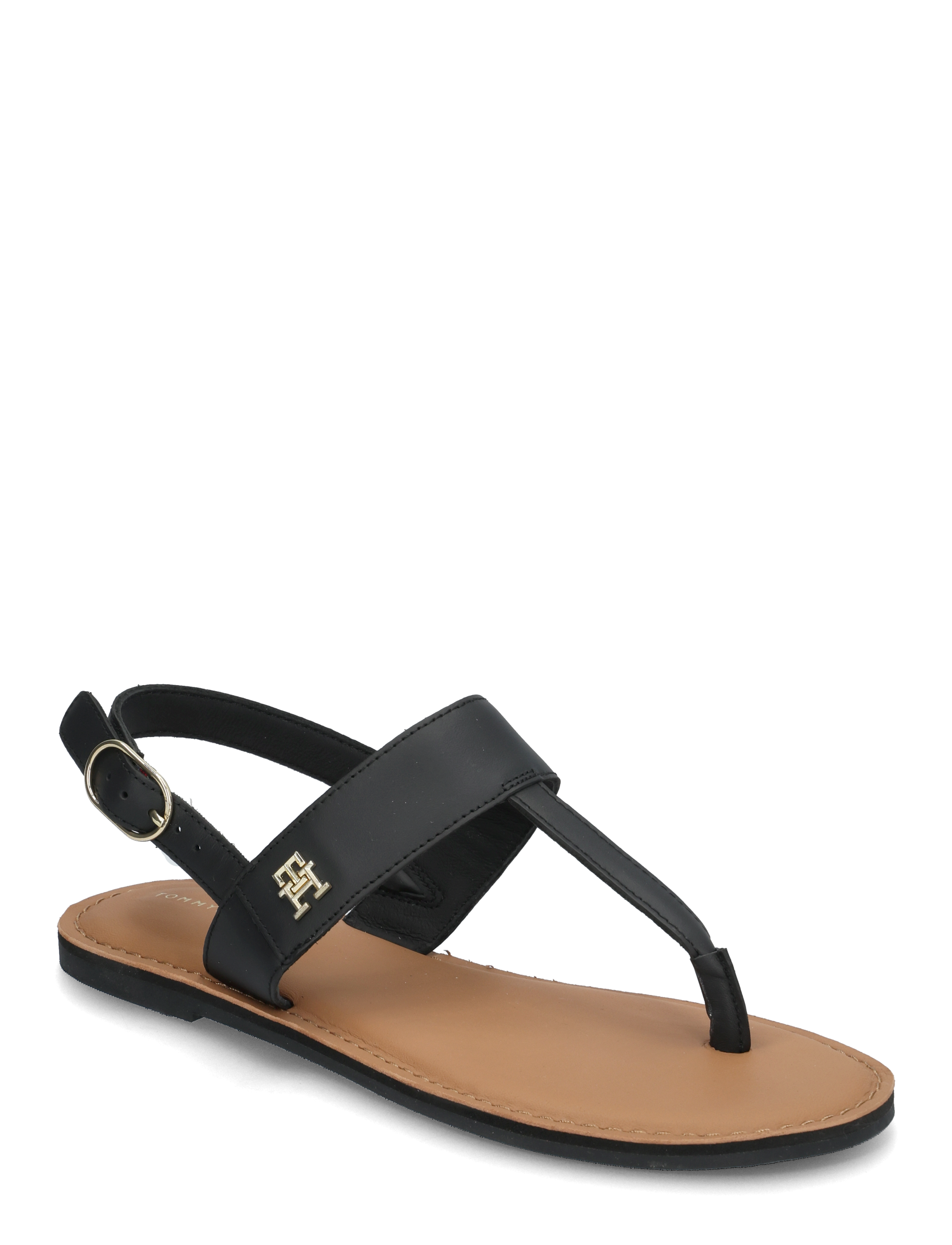 Tommy Hilfiger Leather Thong Sandal, 36, Sandals, Schwarz - Flat, Frauen