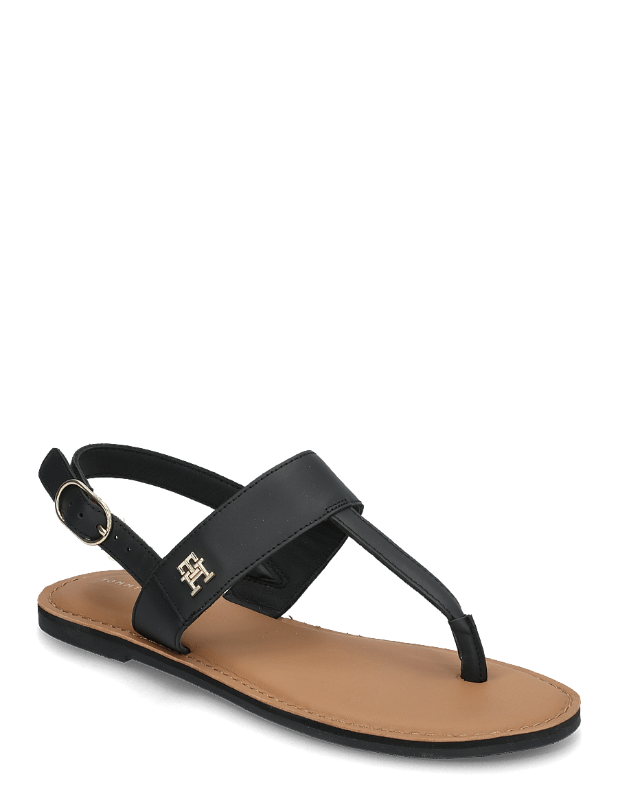 Tommy Hilfiger - LEATHER THONG SANDAL - flat sandals - black - 0
