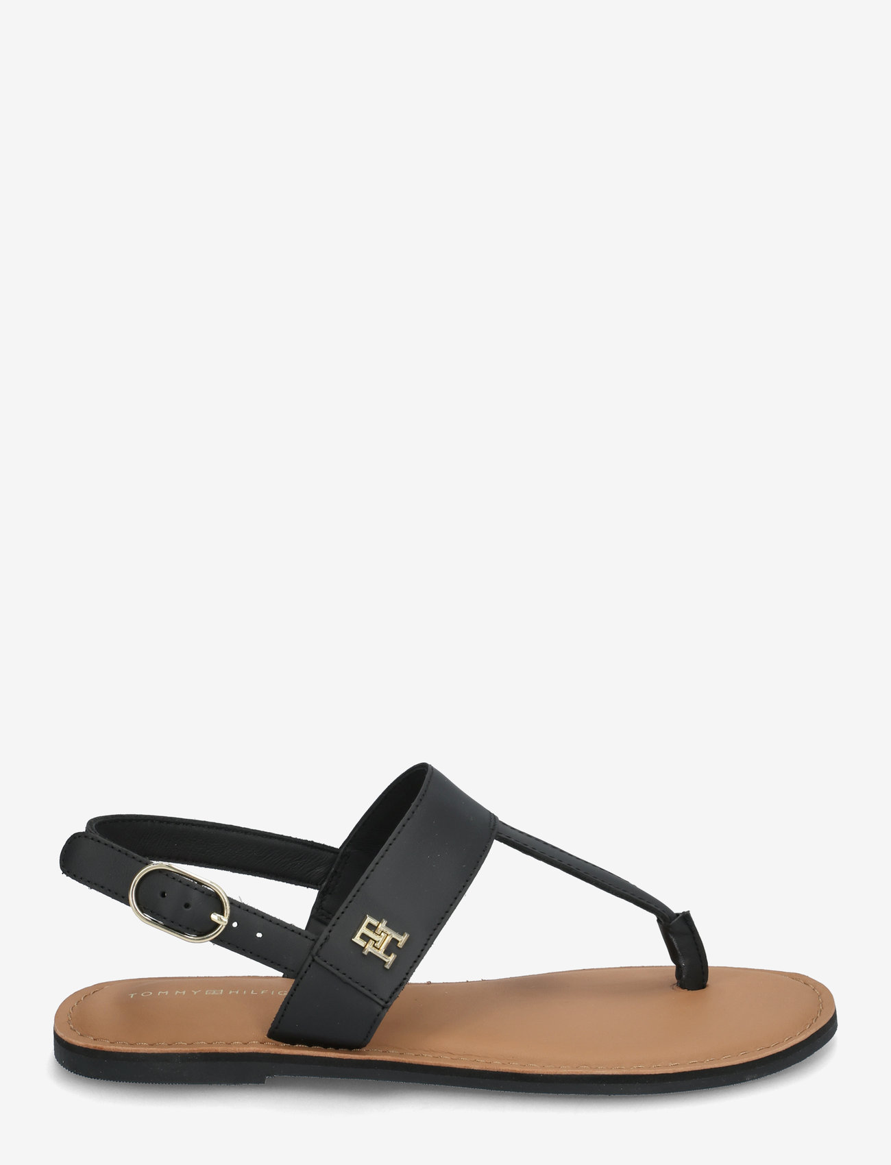 Tommy Hilfiger - LEATHER THONG SANDAL - platta sandaler - black - 1