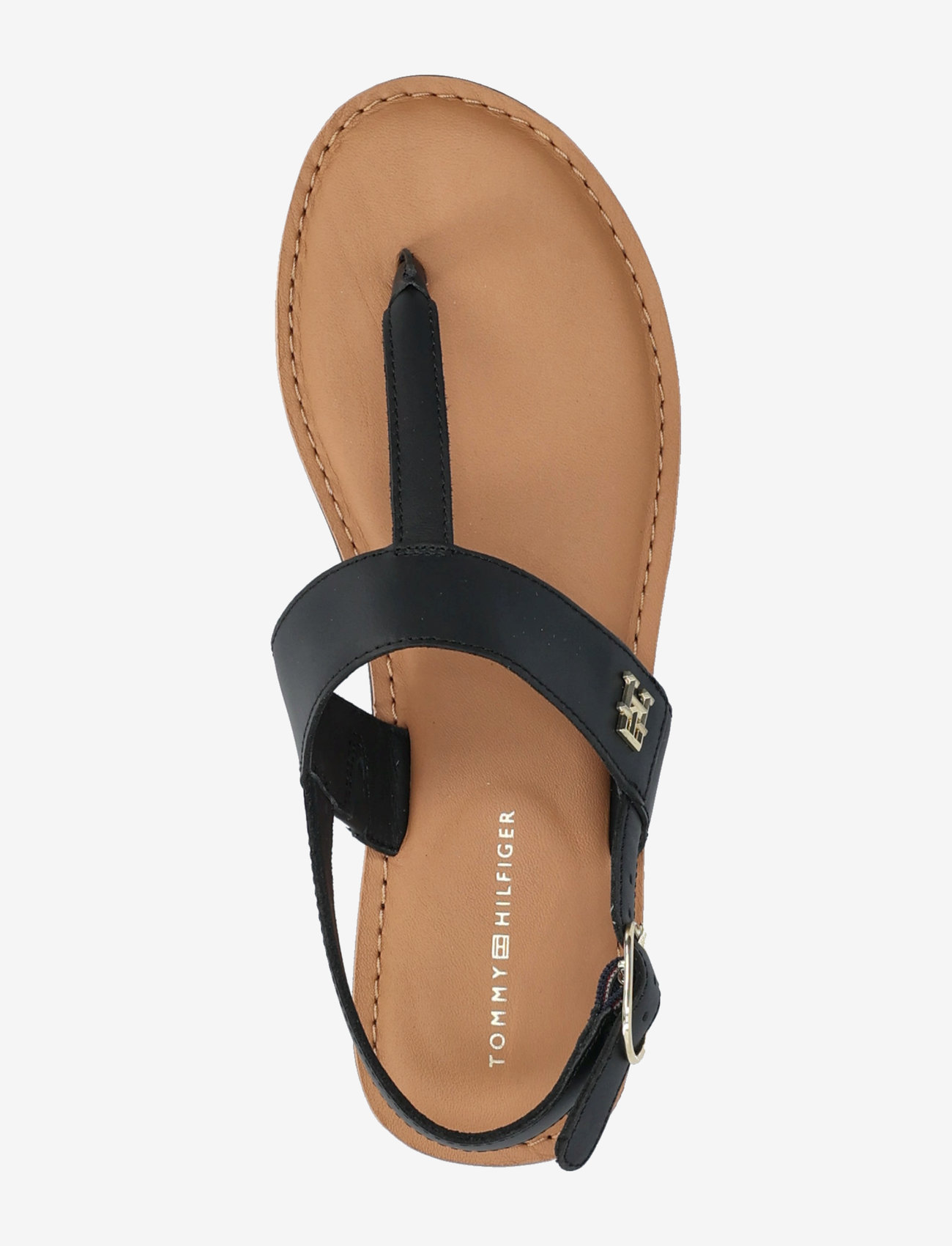 Tommy Hilfiger - LEATHER THONG SANDAL - platta sandaler - black - 3