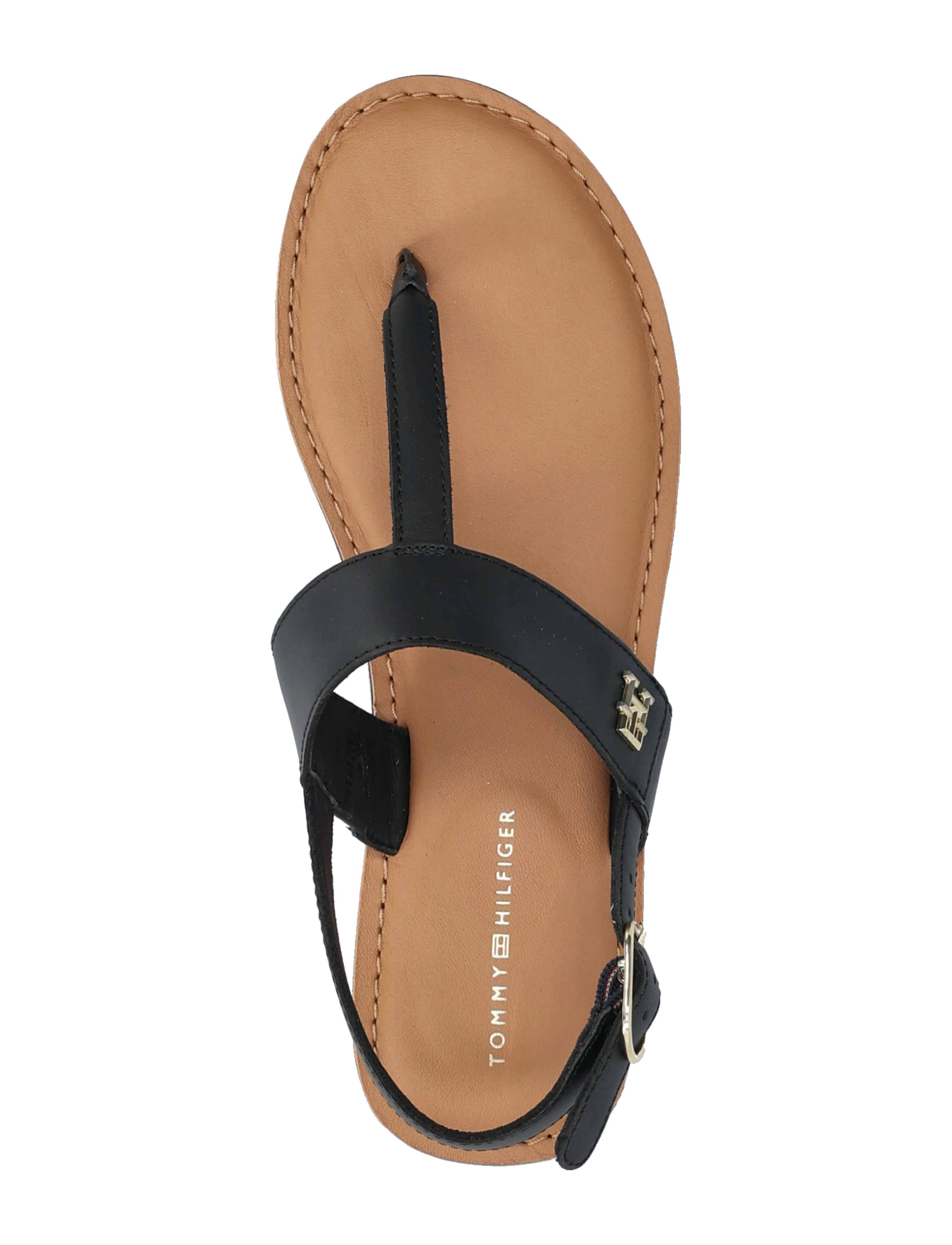Tommy Hilfiger - LEATHER THONG SANDAL - płaskie sandały - black - 3