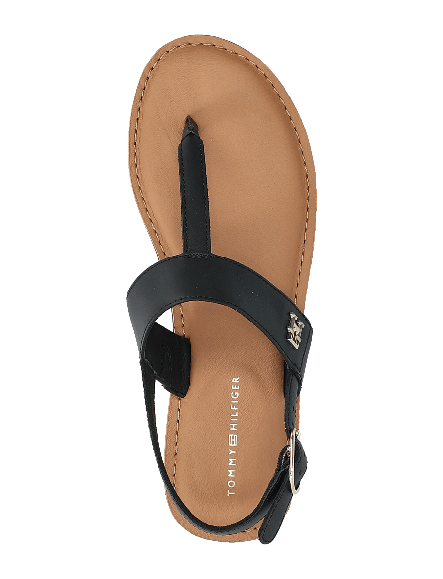 Tommy Hilfiger - LEATHER THONG SANDAL - flat sandals - black - 3