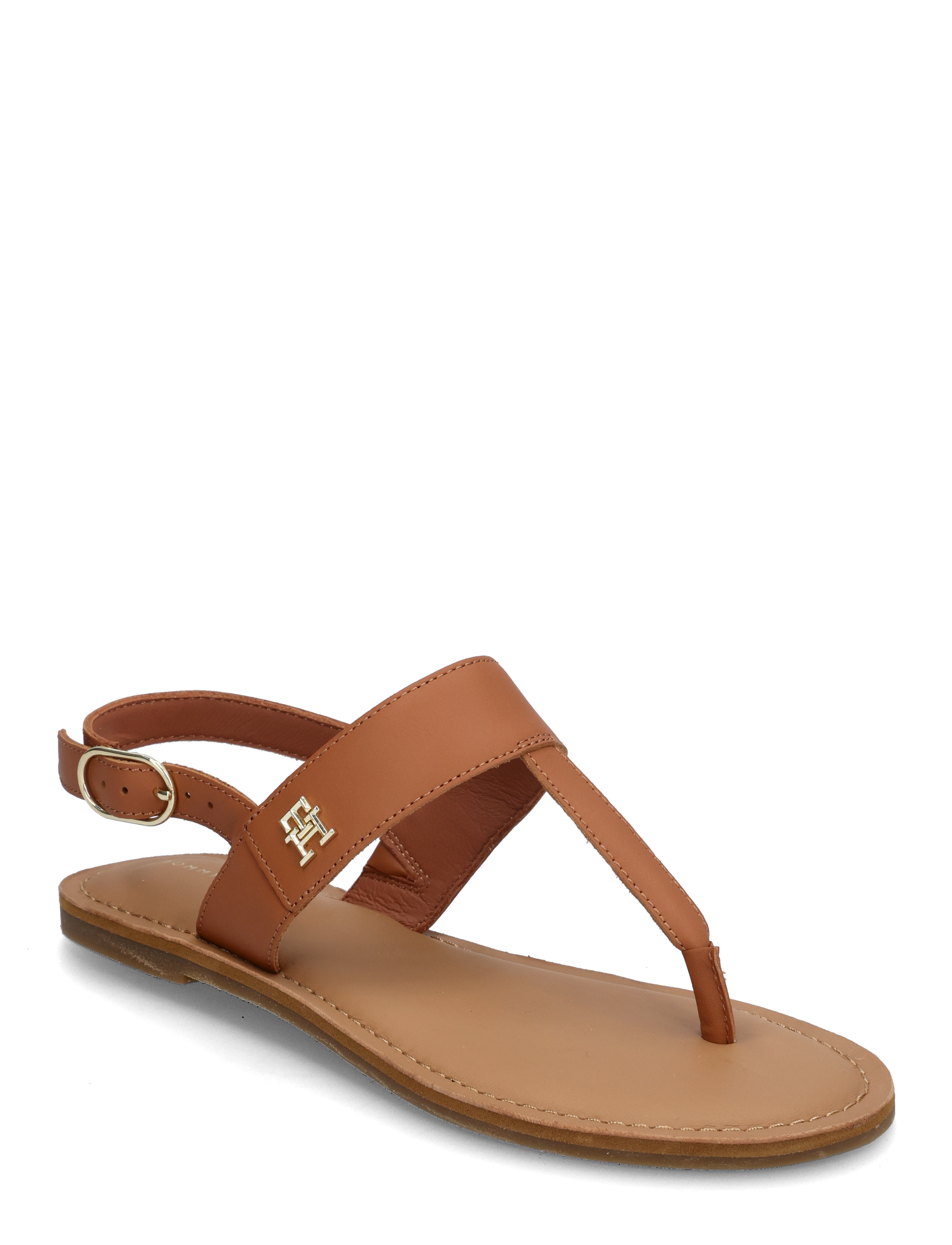 Tommy Hilfiger Leather Thong Sandal, 37, Sandals, Braun - Flat, Frauen