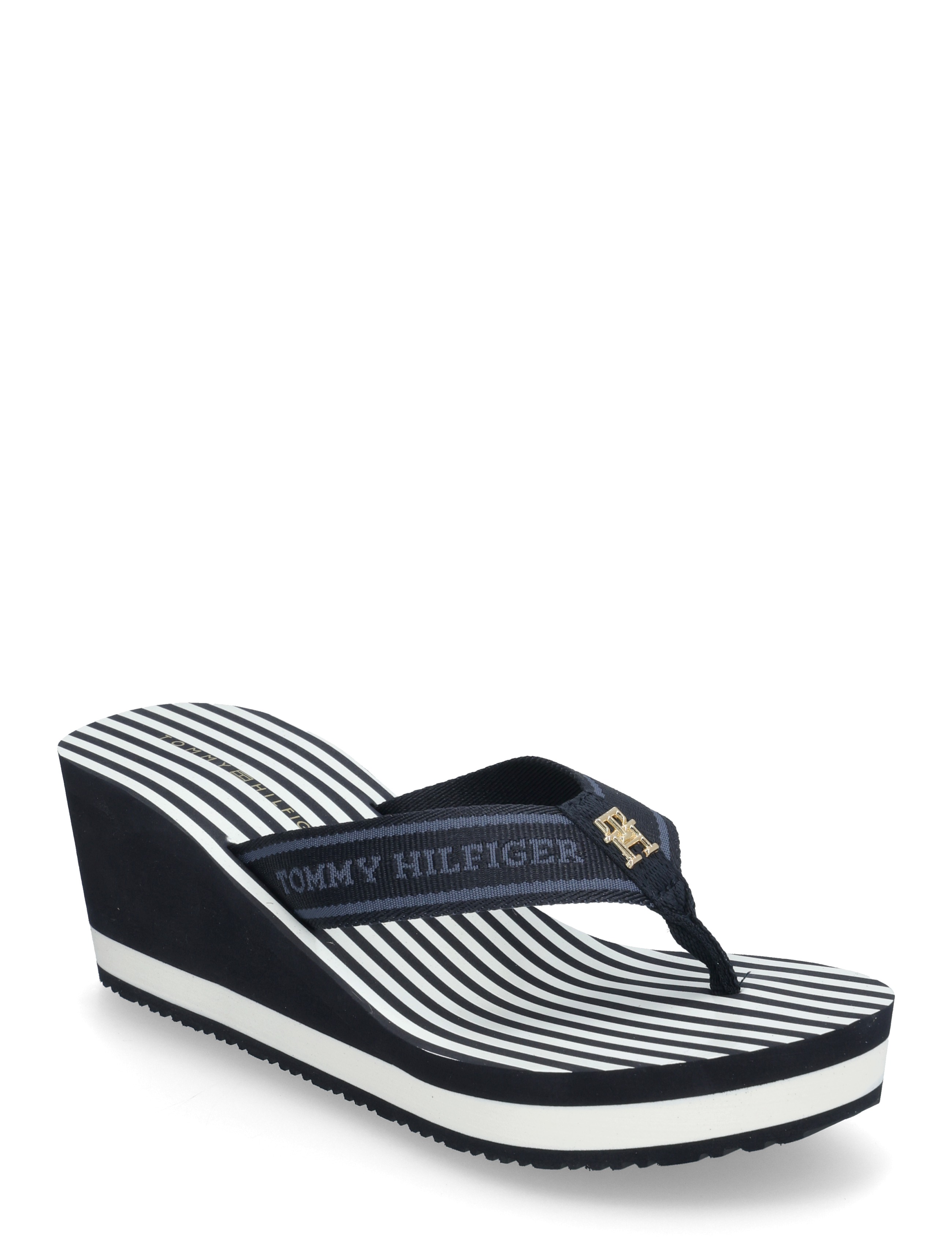 Tommy Hilfiger TH STRIPES WEDGE BEACH SANDAL - Flip Flops - SPACE BLUE / navy