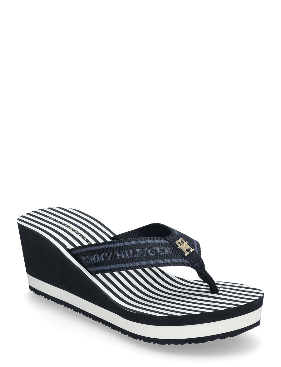 Tommy Hilfiger - TH STRIPES WEDGE BEACH SANDAL - space blue - 0