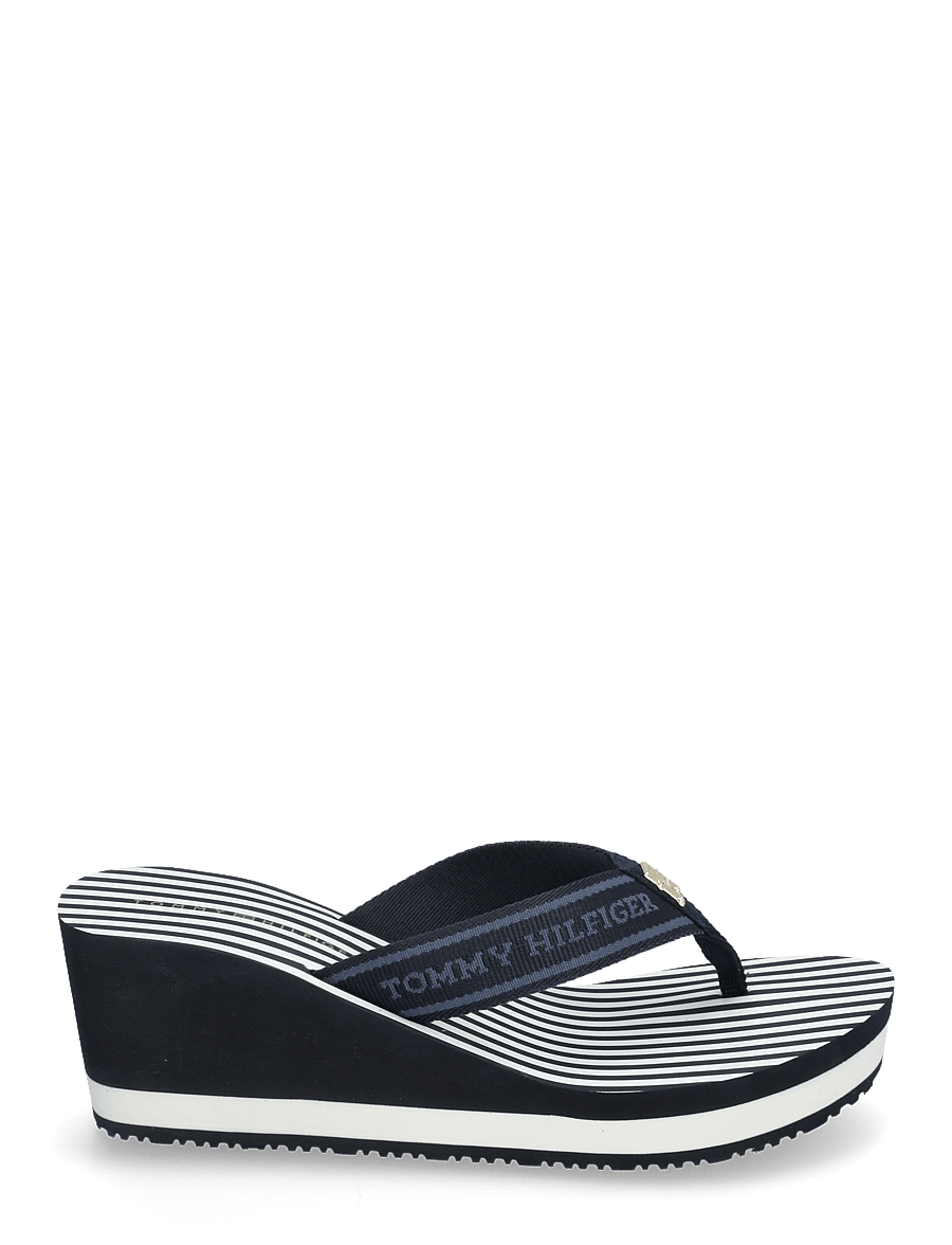 Tommy Hilfiger - TH STRIPES WEDGE BEACH SANDAL - space blue - 1