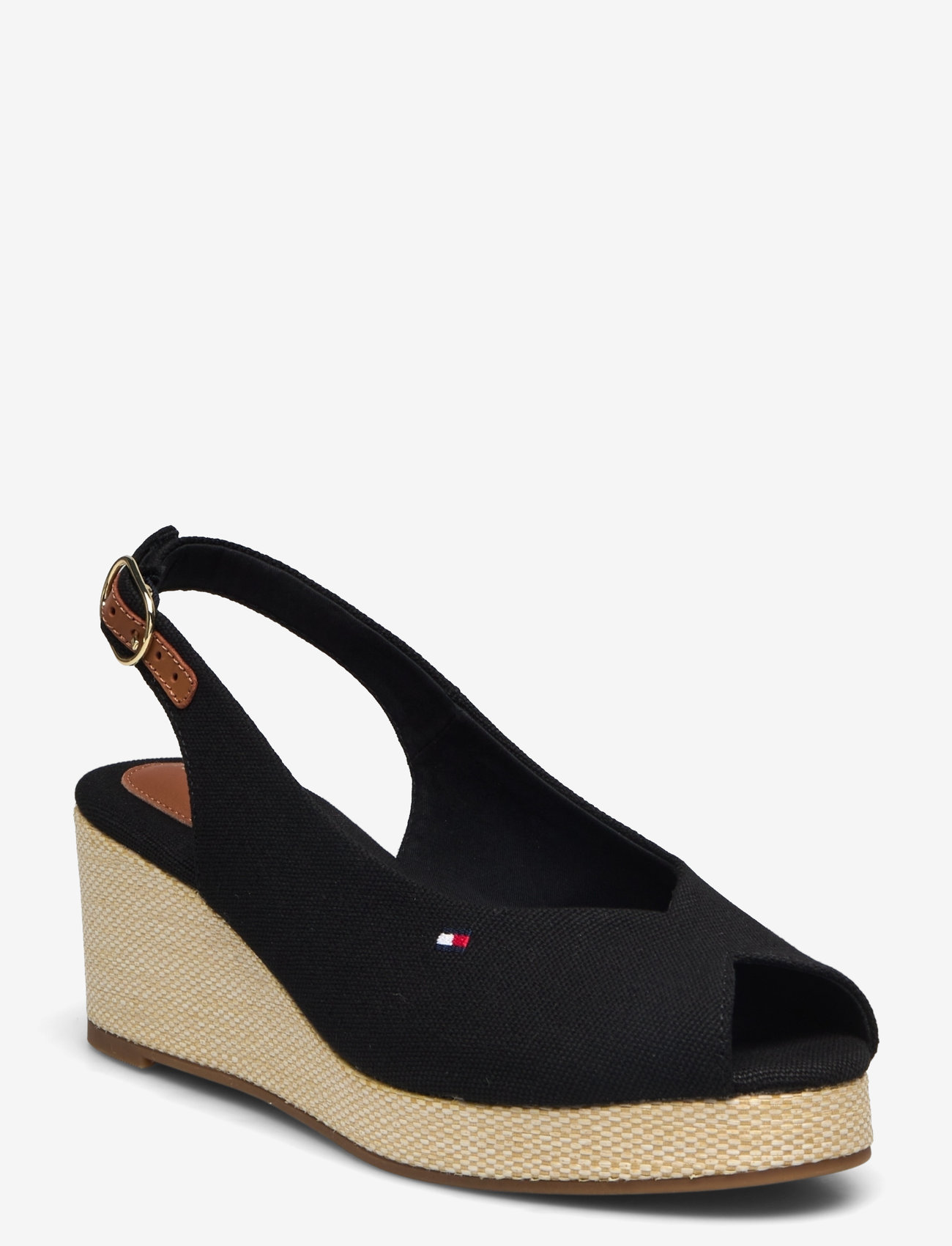 Tommy Hilfiger - FLAG MID WEDGE ESPAD SLINGBACK - højhælede espadrillos - black - 0