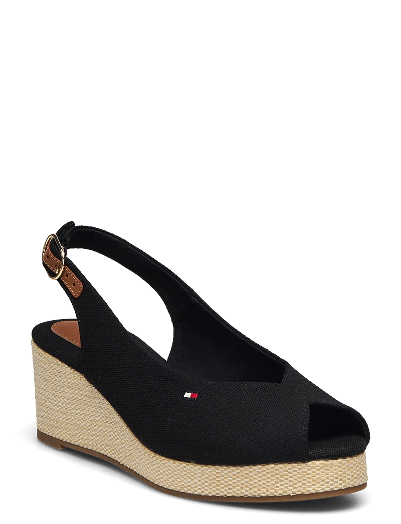 Tommy Hilfiger - FLAG MID WEDGE ESPAD SLINGBACK - højhælede espadrillos - black - 0