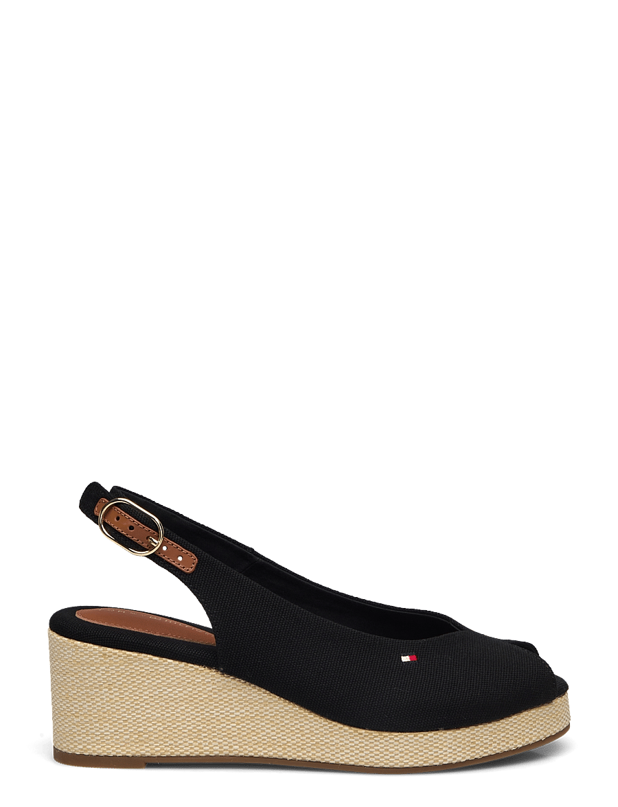 Tommy Hilfiger - FLAG MID WEDGE ESPAD SLINGBACK - black - 1