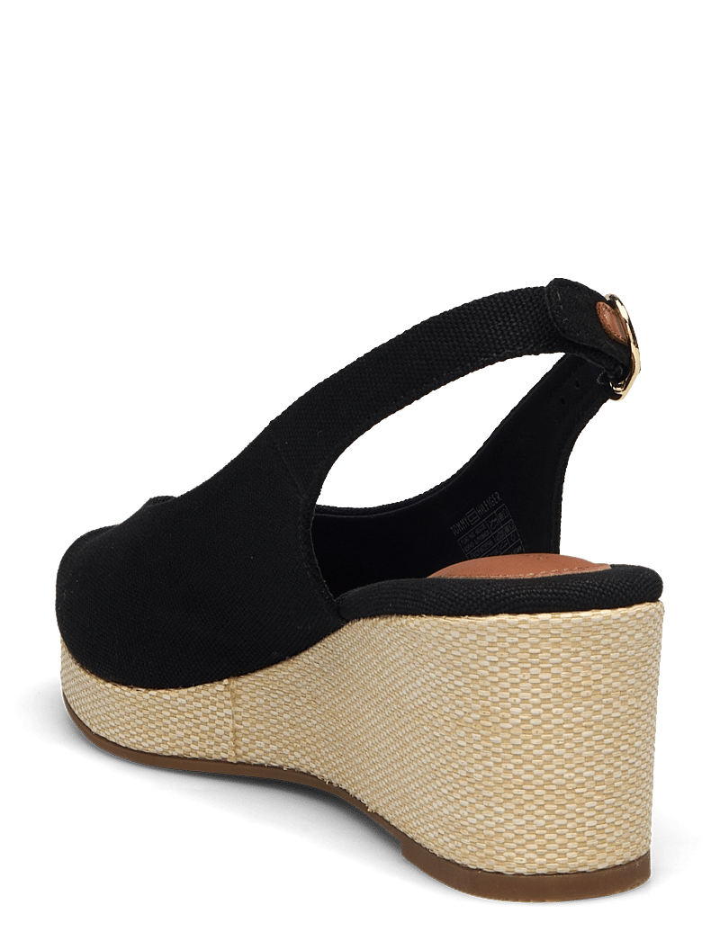 Tommy Hilfiger - FLAG MID WEDGE ESPAD SLINGBACK - højhælede espadrillos - black - 2