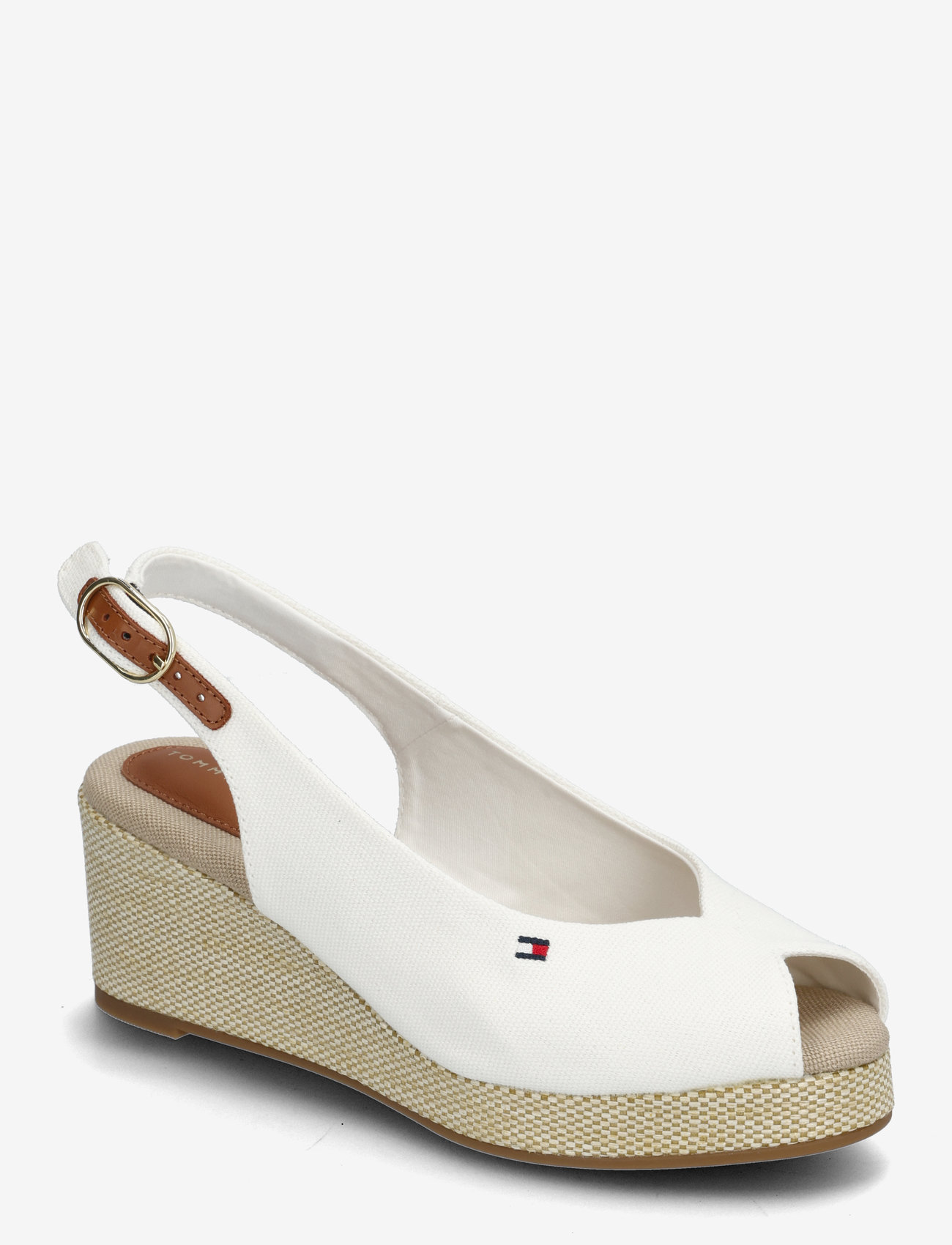 Tommy Hilfiger - FLAG MID WEDGE ESPAD SLINGBACK - espadrilles mit absatz - ecru - 0