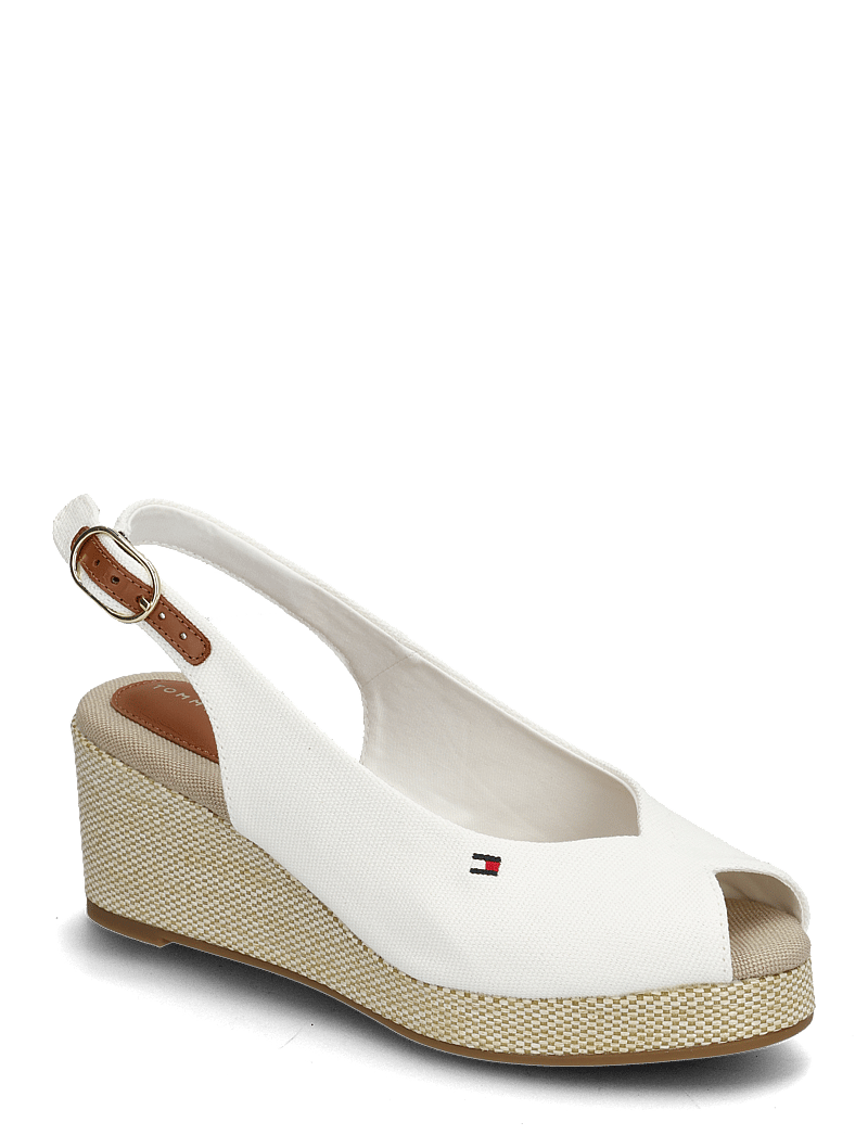 Tommy Hilfiger - FLAG MID WEDGE ESPAD SLINGBACK - espadrilles mit absatz - ecru - 0