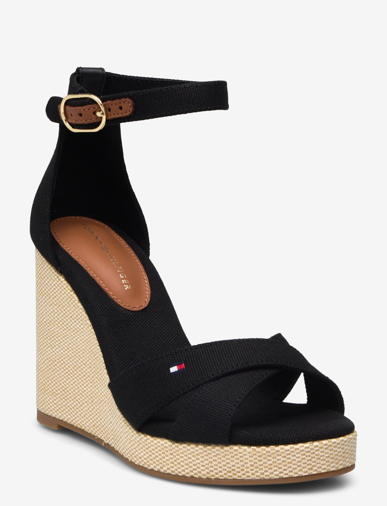 Tommy Hilfiger - FLAG HIGH WEDGE ESPAD CRISSCROSS - espadrilles mit absatz - black - 0