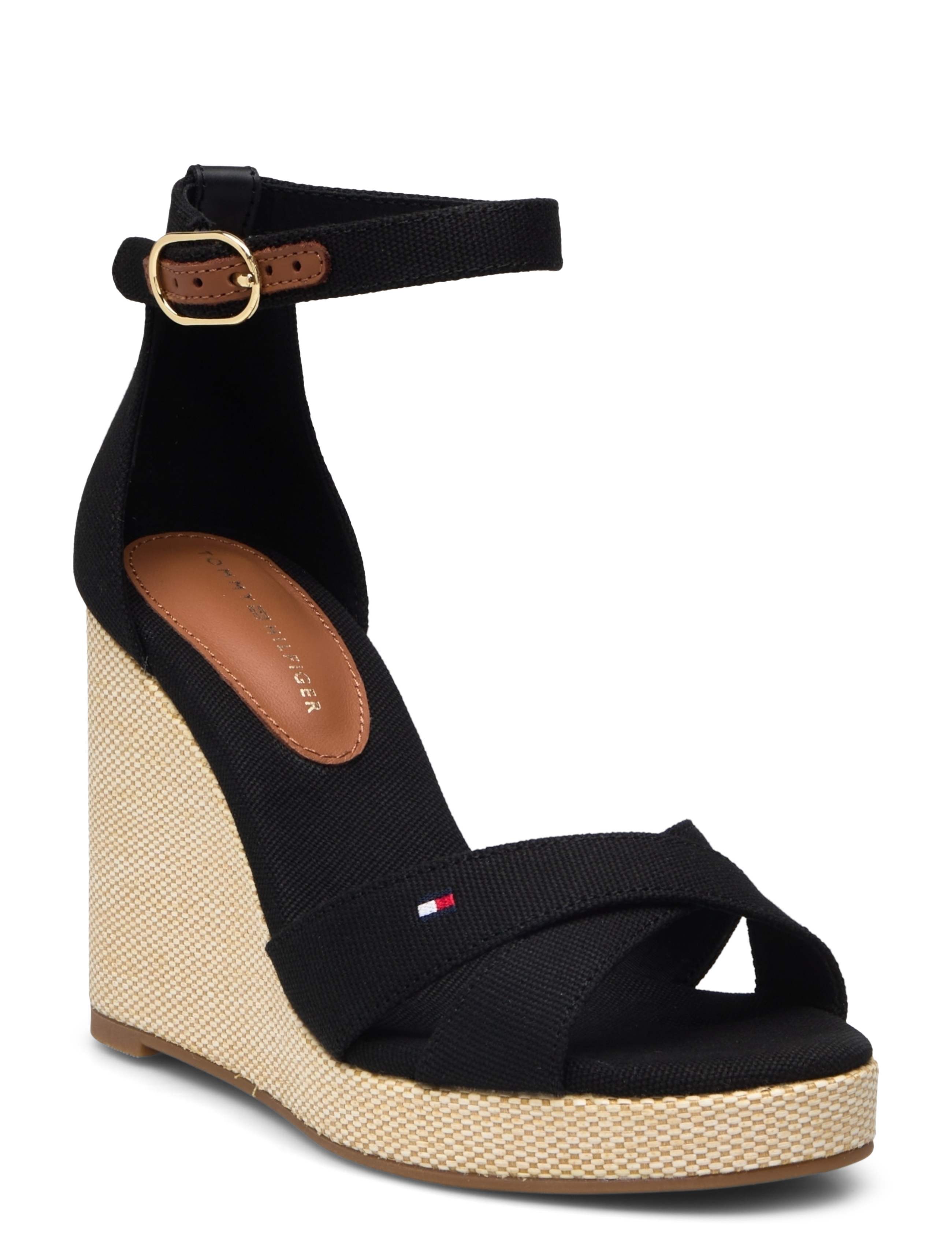 Tommy Hilfiger FLAG HIGH WEDGE ESPAD CRISSCROSS - Espadrilles mit Absatz - BLACK / black