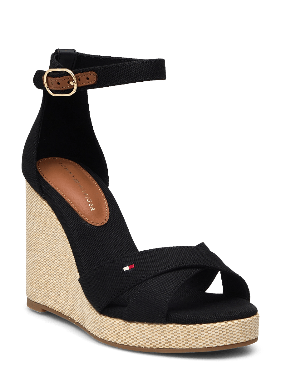 Tommy Hilfiger - FLAG HIGH WEDGE ESPAD CRISSCROSS - black - 0