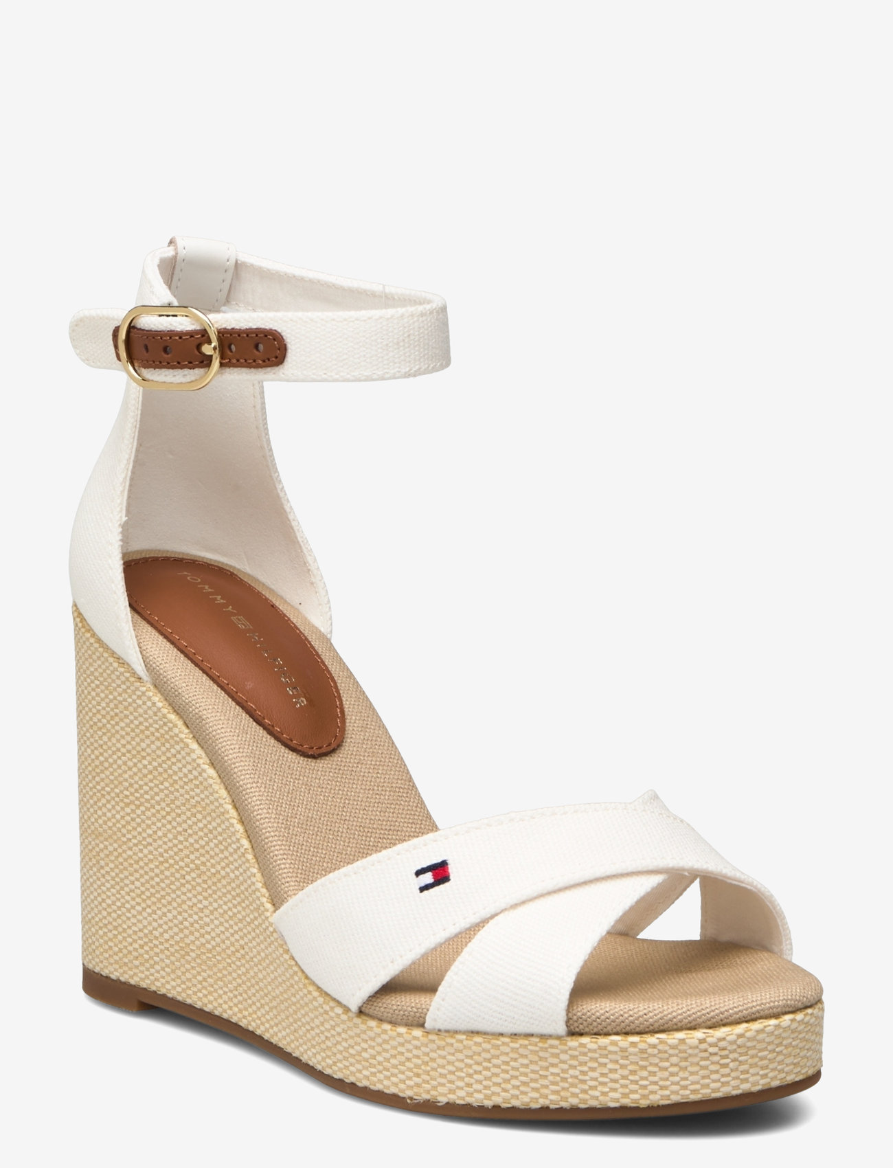 Tommy Hilfiger - FLAG HIGH WEDGE ESPAD CRISSCROSS - espadrillur með hæl - ecru - 1