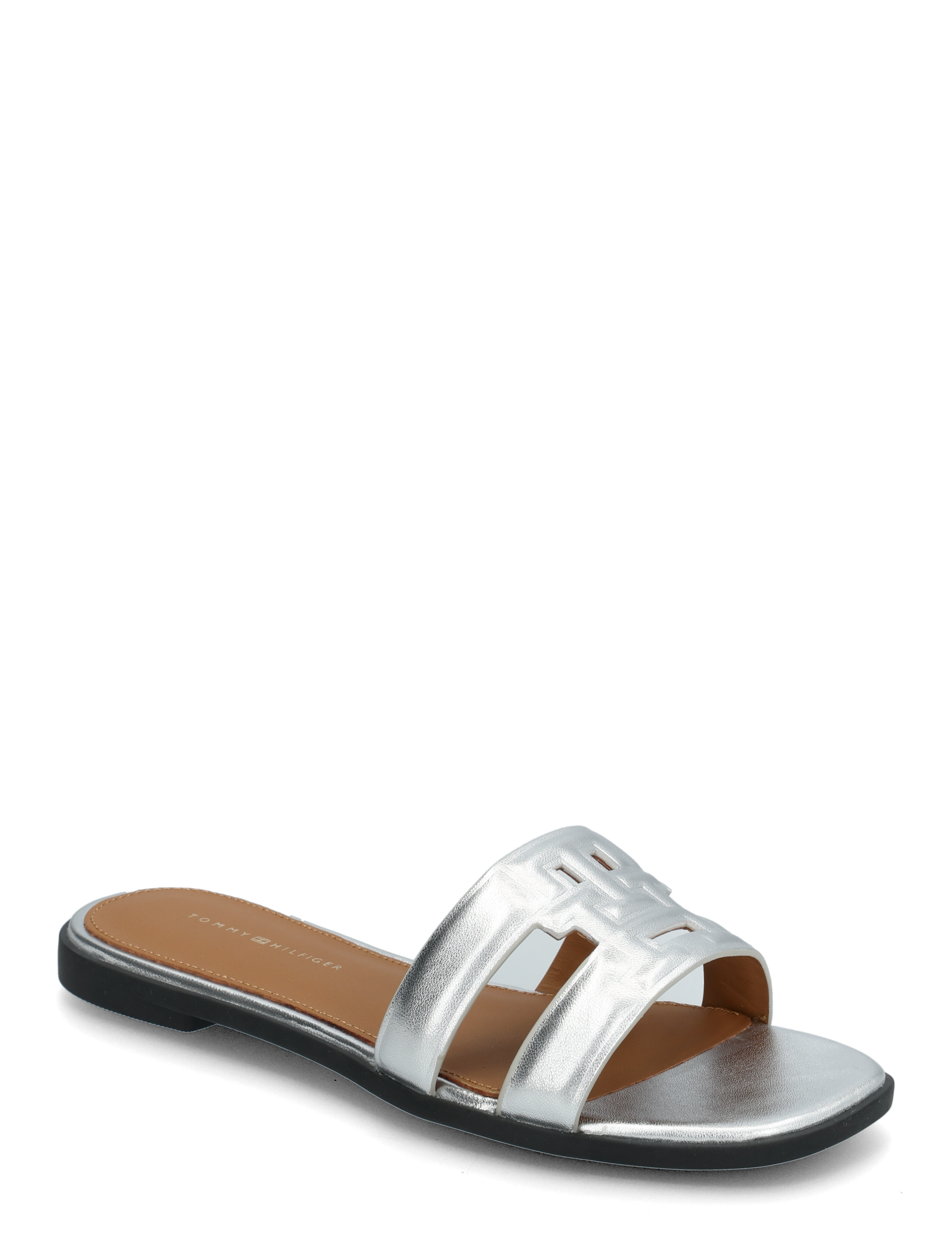 Tommy Hilfiger Th Logo Strap Metallic Mule, 40, Sandals, Silber - Flat Frauen