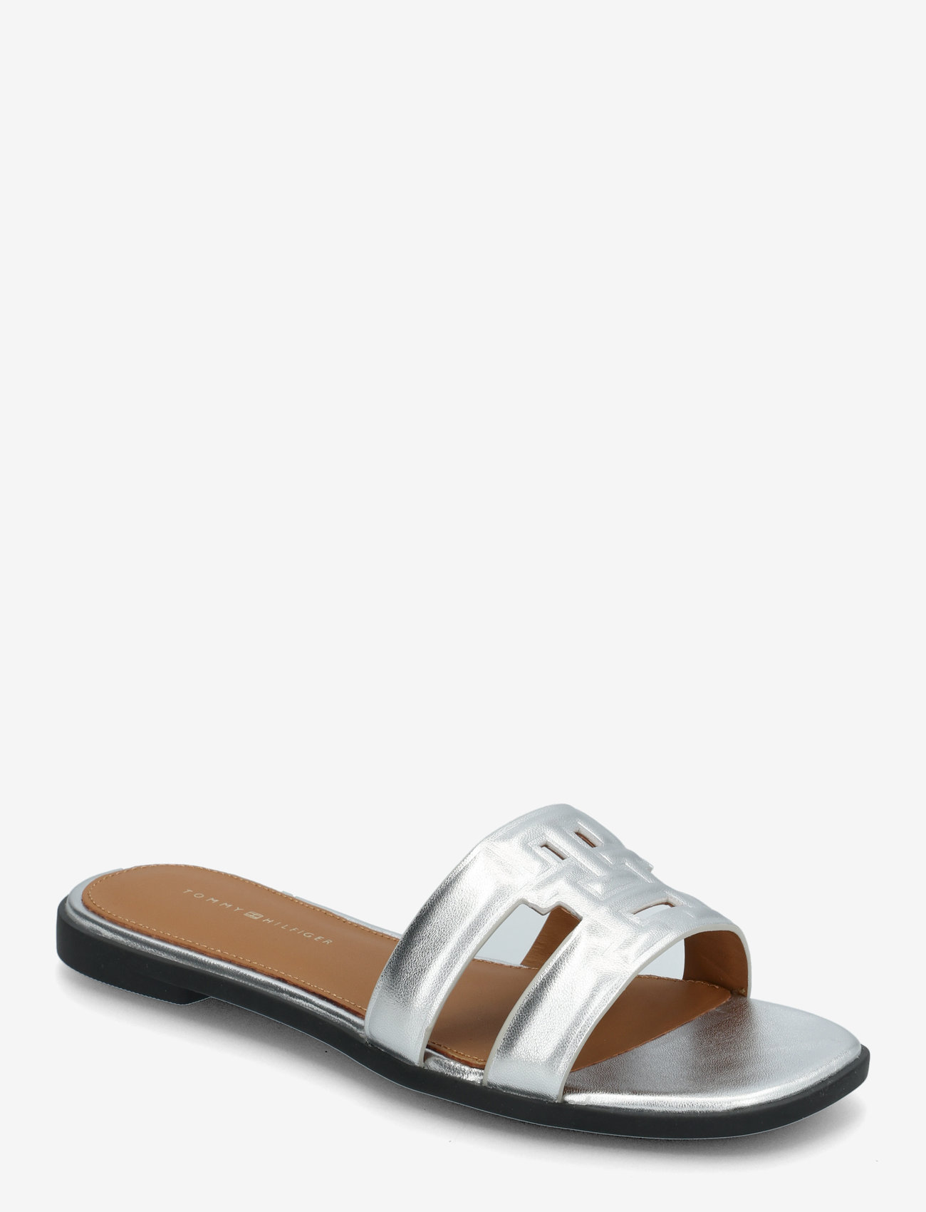 Tommy Hilfiger - TH LOGO STRAP METALLIC MULE - platta sandaler - silver - 0