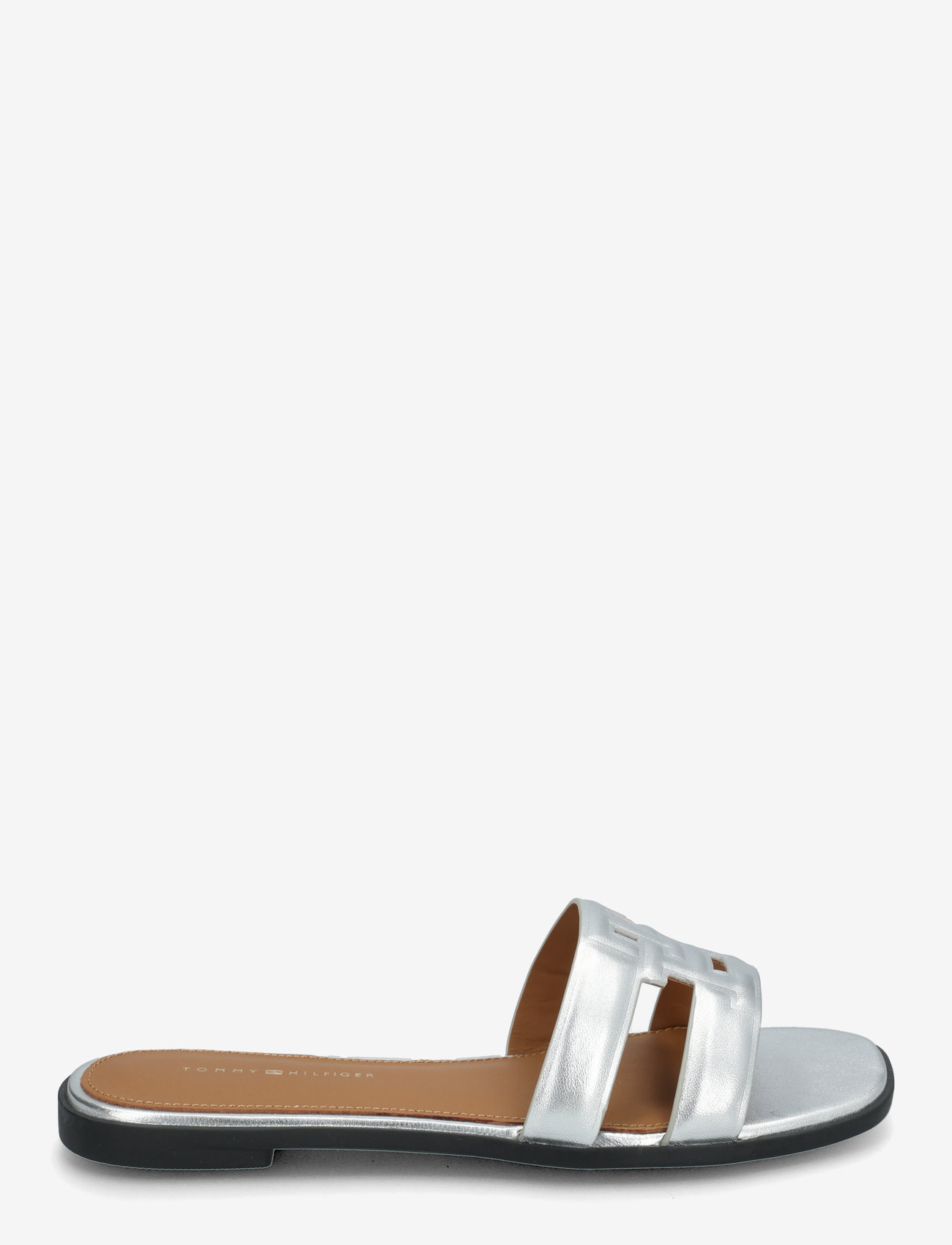 Tommy Hilfiger - TH LOGO STRAP METALLIC MULE - platta sandaler - silver - 1