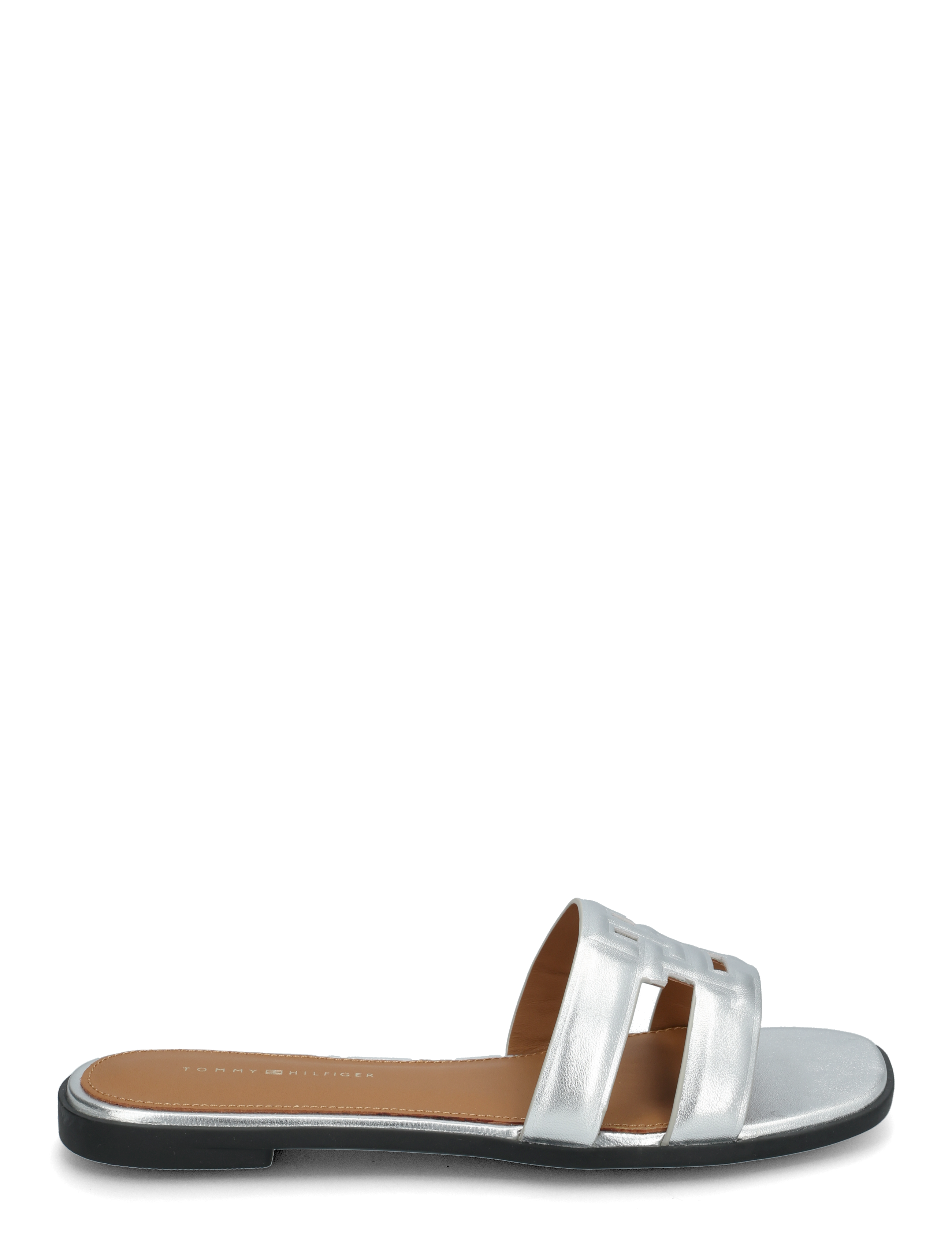 Tommy Hilfiger - TH LOGO STRAP METALLIC MULE - flade sandaler - silver - 1