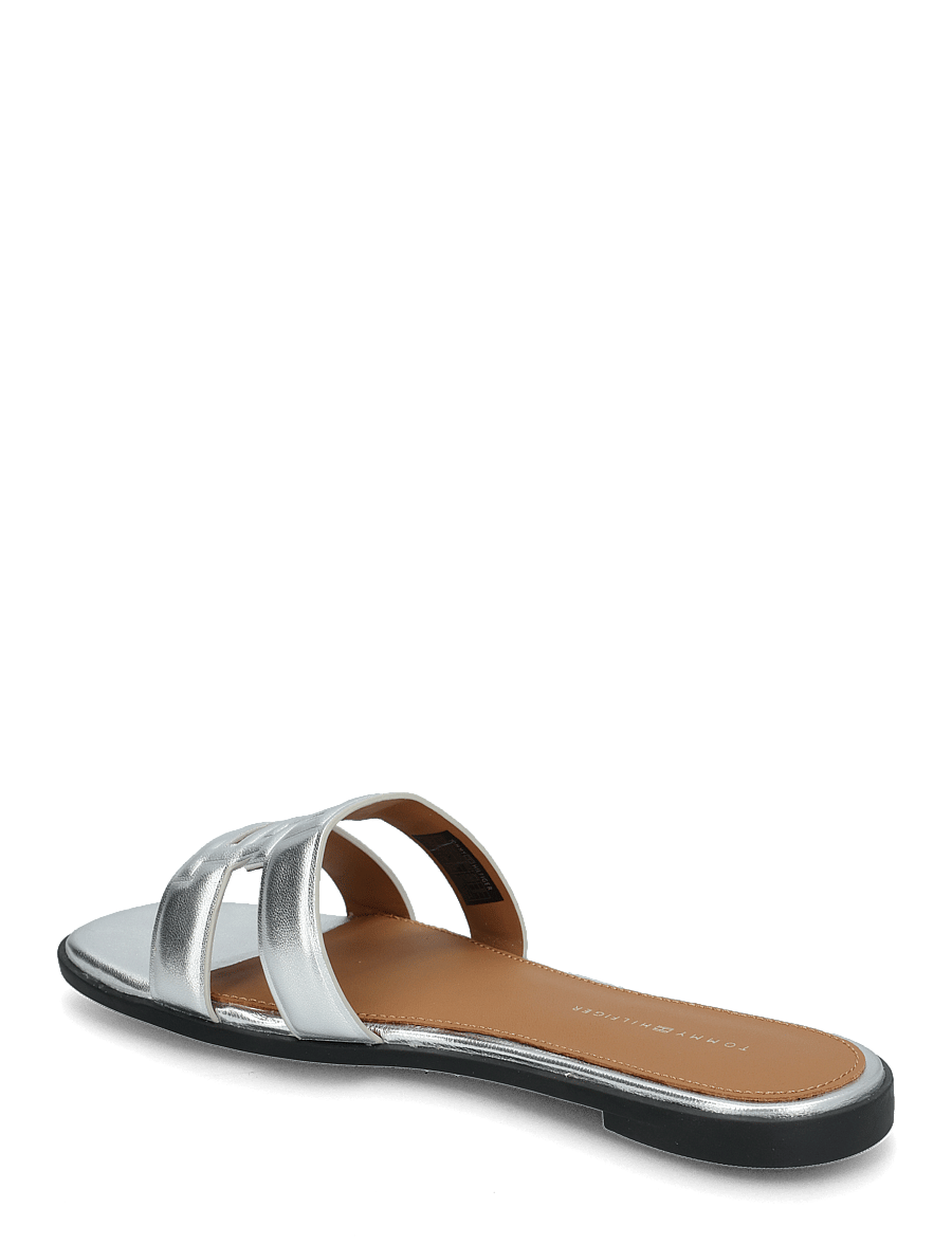 Tommy Hilfiger - TH LOGO STRAP METALLIC MULE - flache sandalen - silver - 2