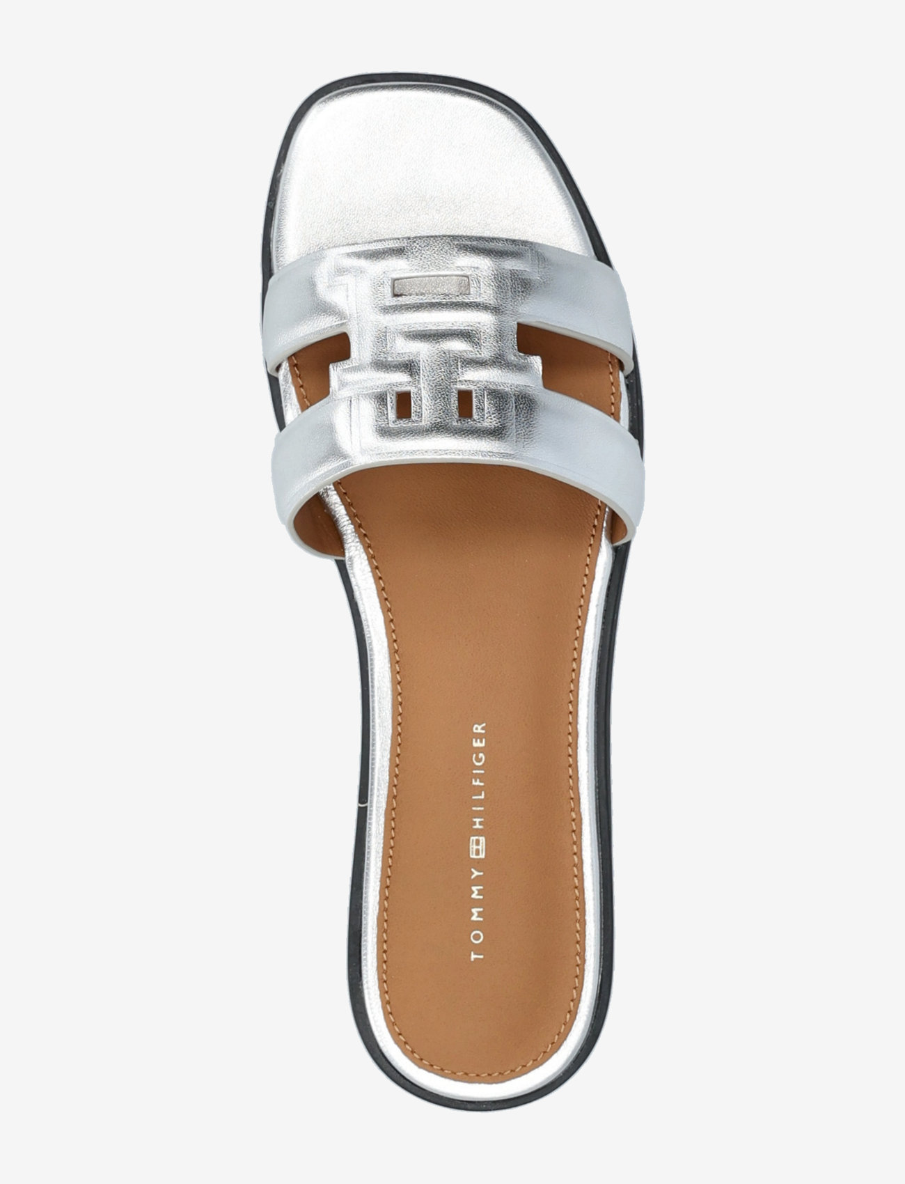 Tommy Hilfiger - TH LOGO STRAP METALLIC MULE - platta sandaler - silver - 3