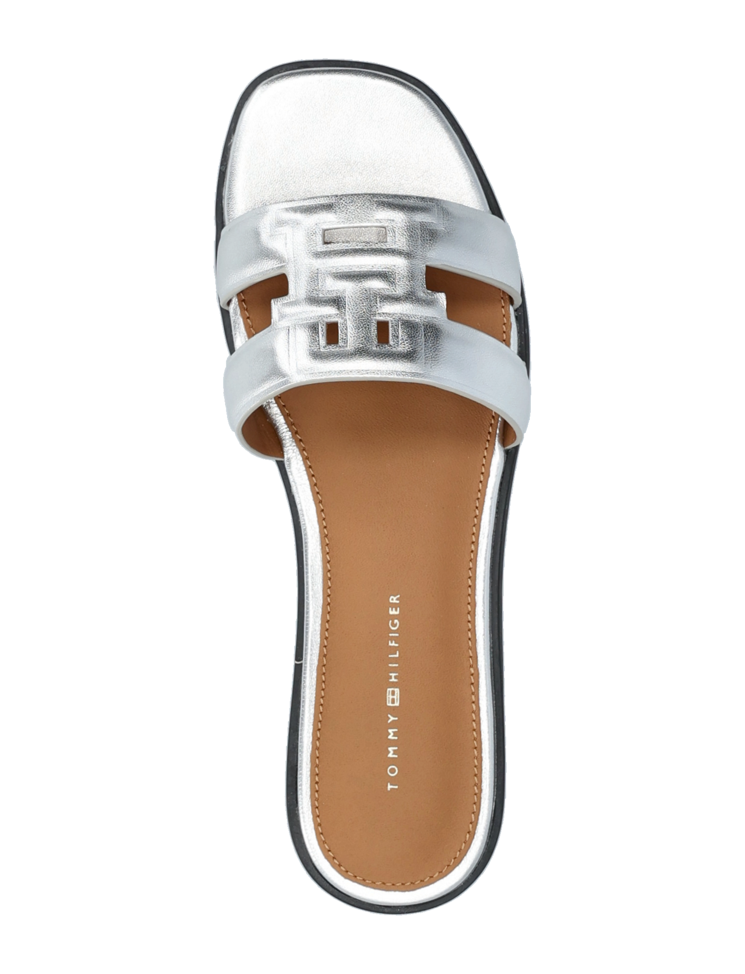 Tommy Hilfiger - TH LOGO STRAP METALLIC MULE - flade sandaler - silver - 3