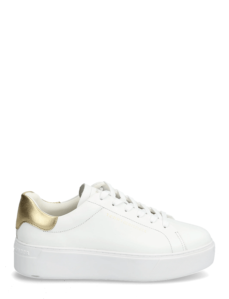 Tommy Hilfiger - ESSENTIAL PLATFORM COURT SNEAKER - madala säärega tossud - white gold - 2