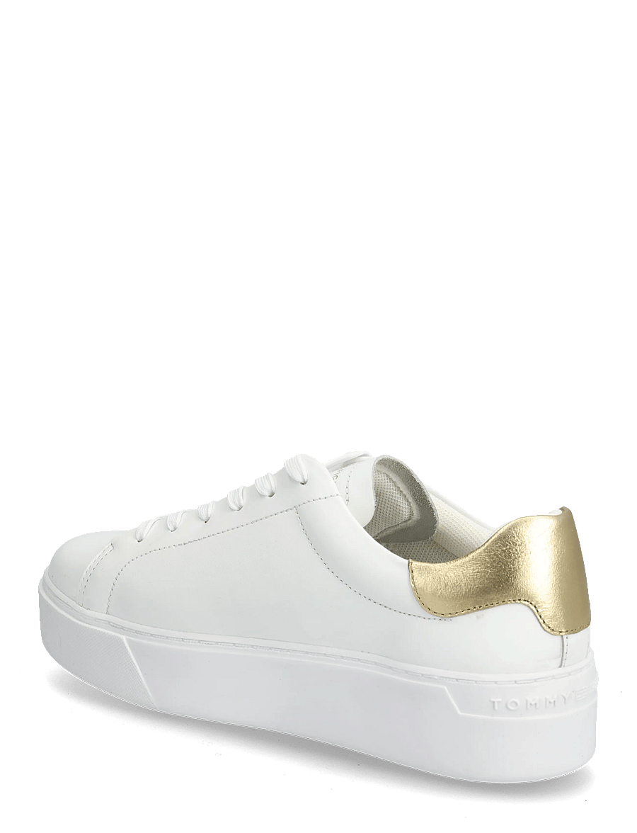 Tommy Hilfiger - ESSENTIAL PLATFORM COURT SNEAKER - madala säärega tossud - white gold - 1