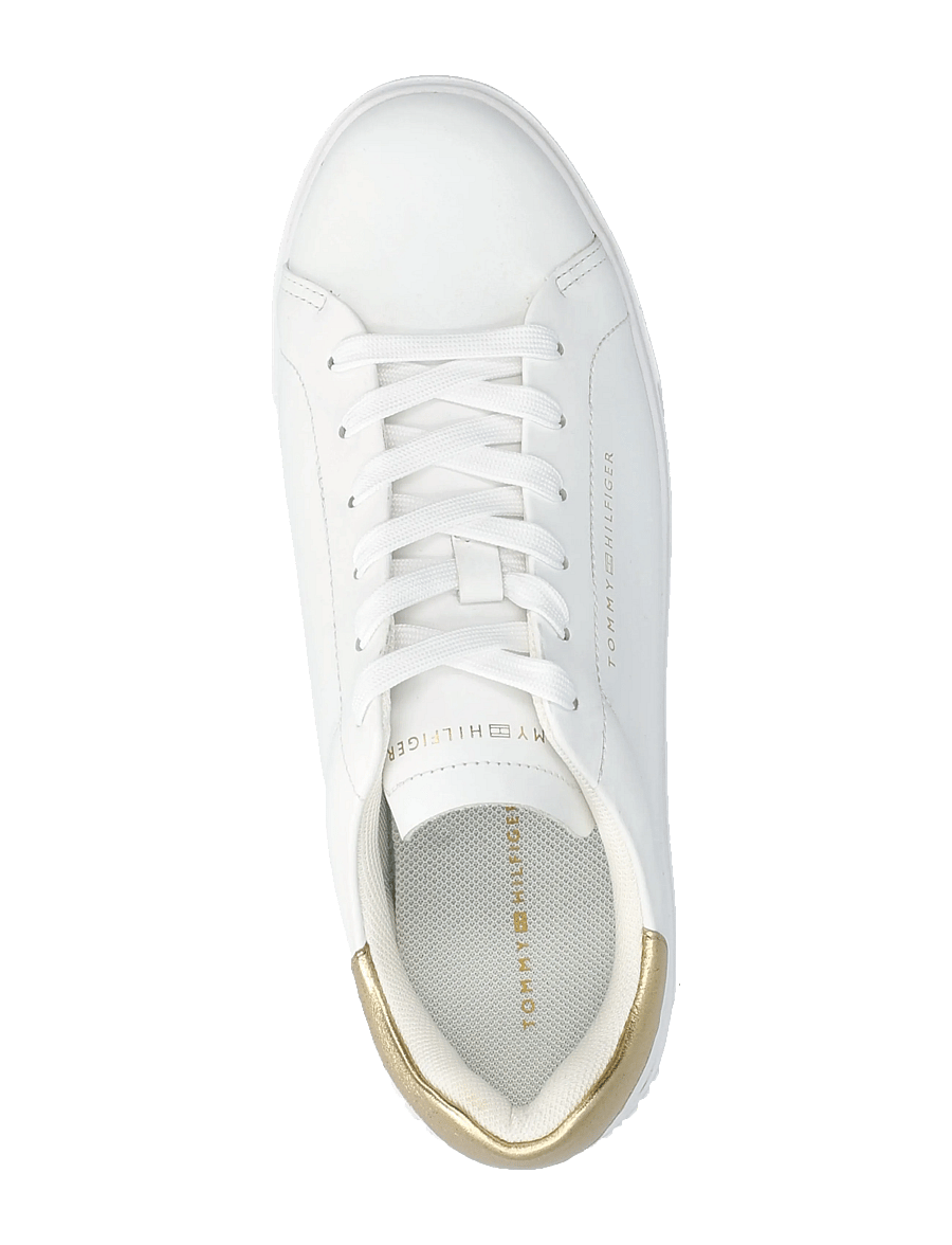 Tommy Hilfiger - ESSENTIAL PLATFORM COURT SNEAKER - madala säärega tossud - white gold - 3