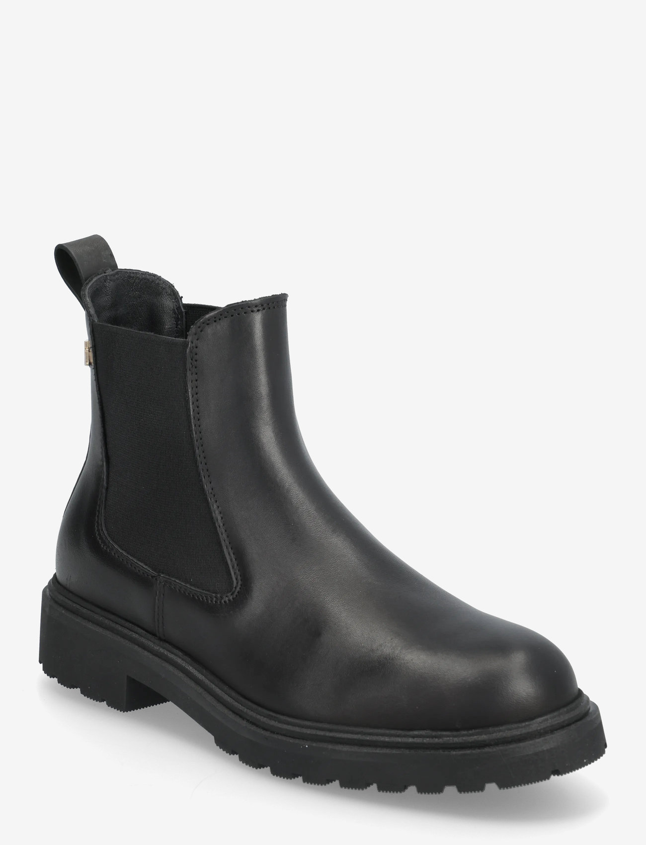 Tommy Hilfiger - TH LEATHER CLEATED CHELSEA - flache stiefeletten - black - 0