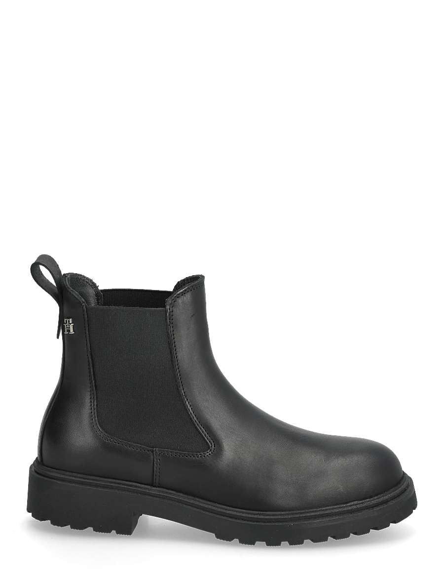 Tommy Hilfiger - TH LEATHER CLEATED CHELSEA - platta ankelboots - black - 1