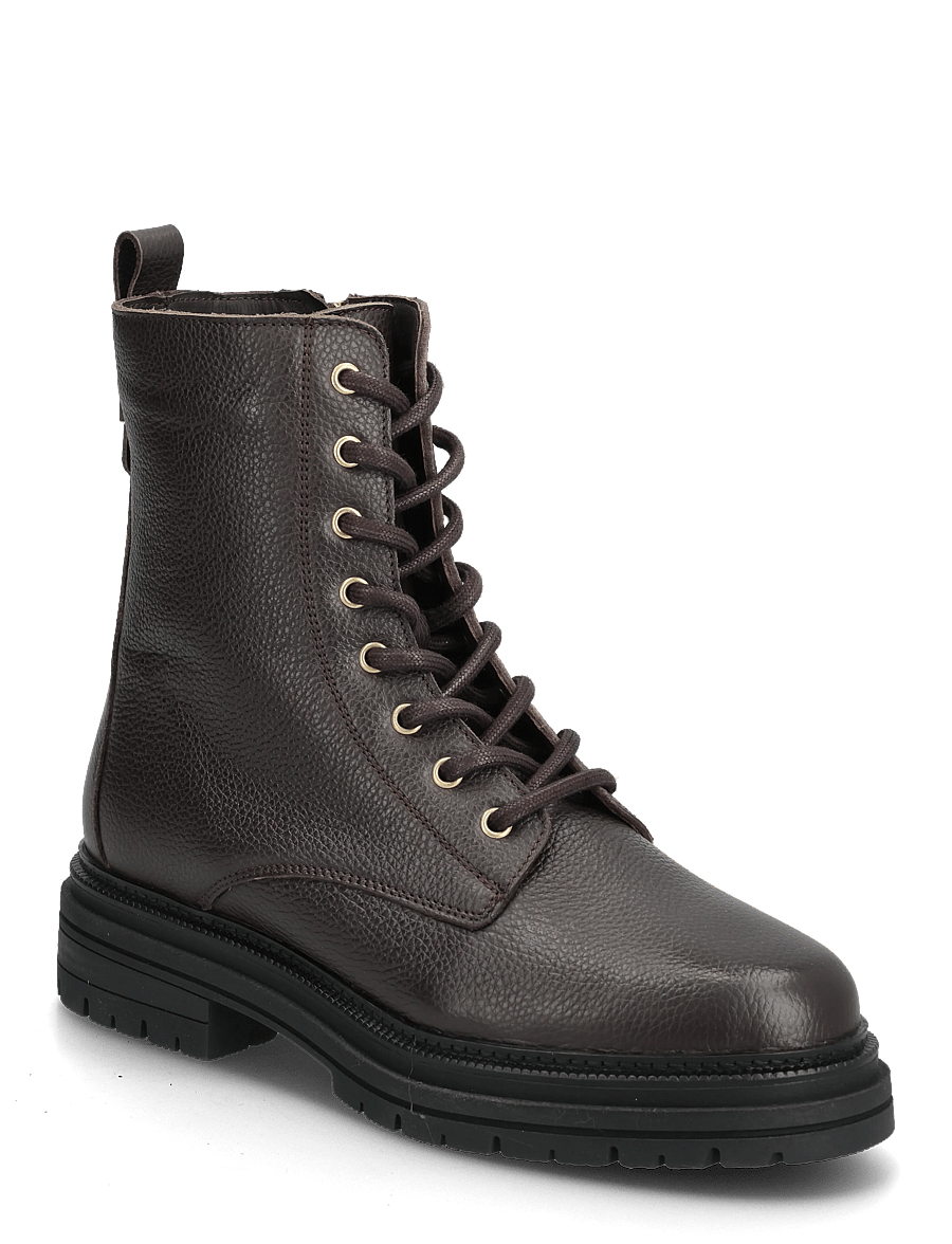 Tommy Hilfiger - TH PLAQUE PEBBLE LACE BOOT WARM - geschnürte stiefel - black - 0