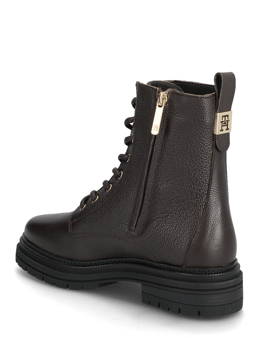 Tommy Hilfiger - TH PLAQUE PEBBLE LACE BOOT WARM - geschnürte stiefel - black - 2