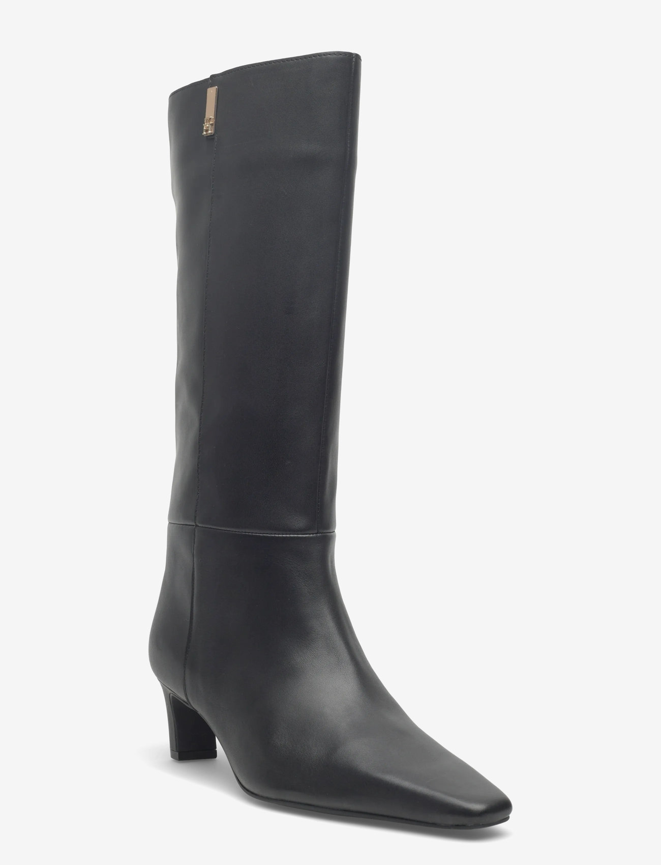 Tommy Hilfiger - TH SQUARE TOE KITTEN LONG BOOT - knähöga stövlar - black - 0