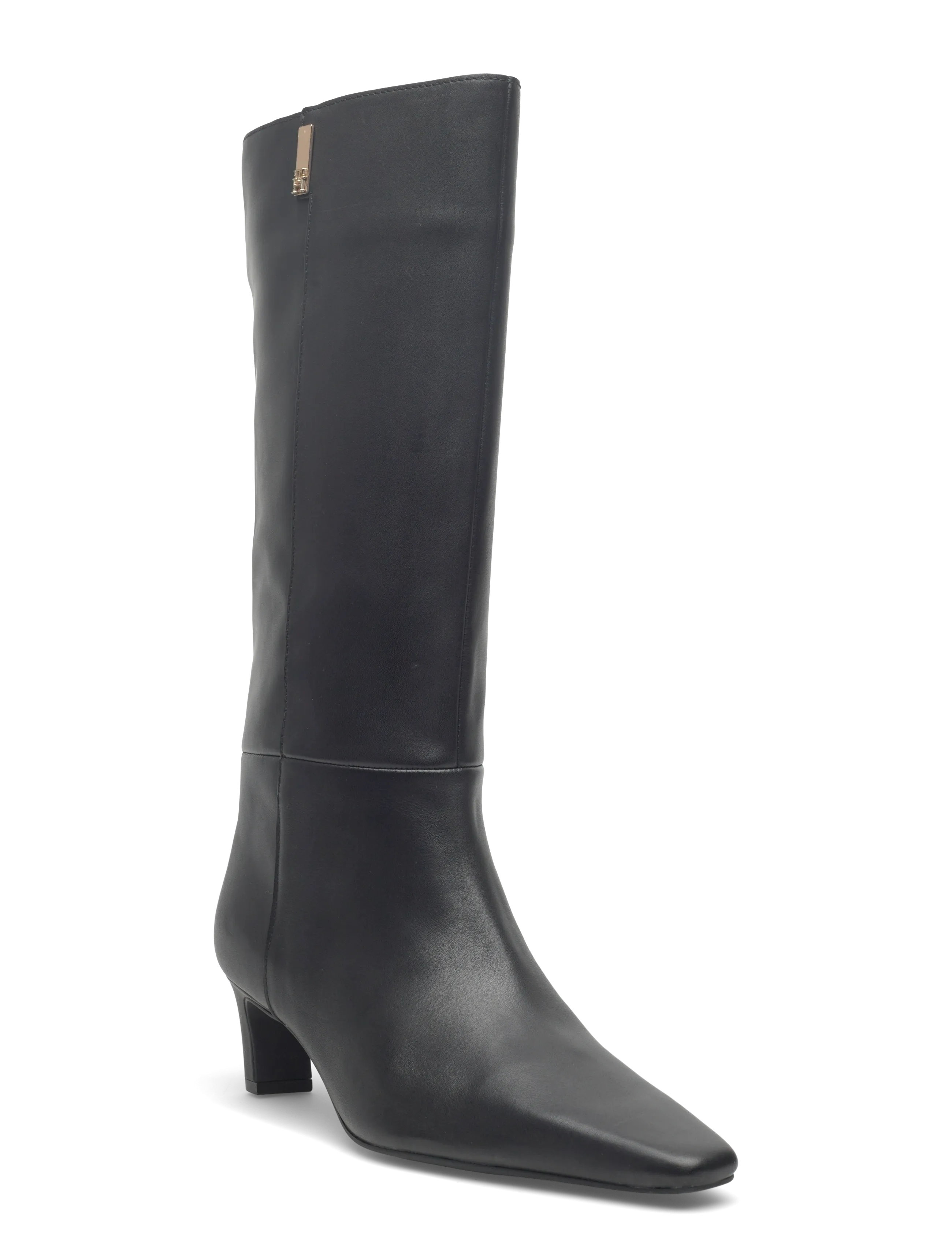 TH SQUARE TOE KITTEN LONG BOOT - BLACK