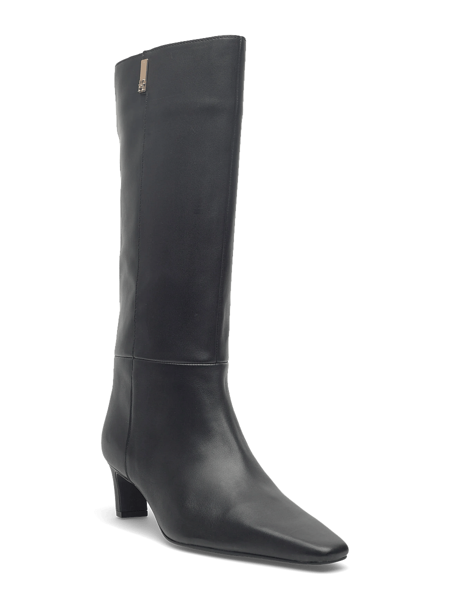 Tommy Hilfiger - TH SQUARE TOE KITTEN LONG BOOT - langskaftede støvler - black - 0