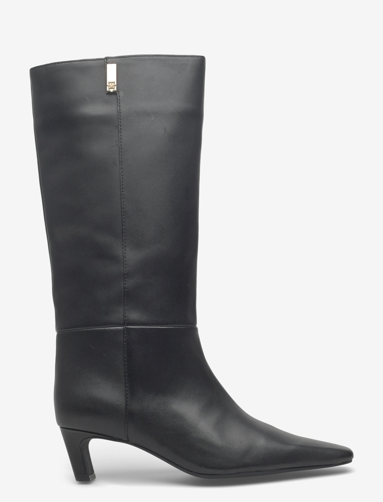 Tommy Hilfiger - TH SQUARE TOE KITTEN LONG BOOT - knähöga stövlar - black - 1