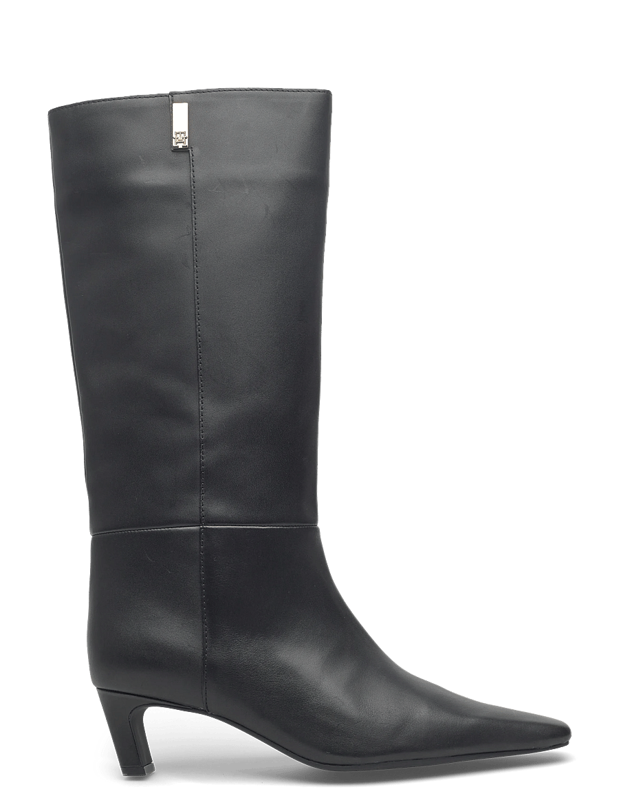 Tommy Hilfiger - TH SQUARE TOE KITTEN LONG BOOT - langskaftede støvler - black - 1